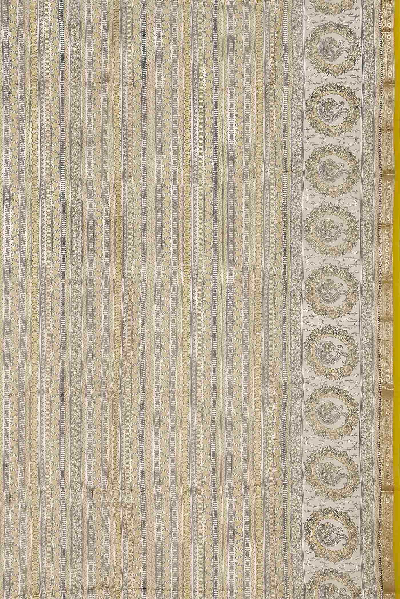 Beige Pure Organza Silk Saree