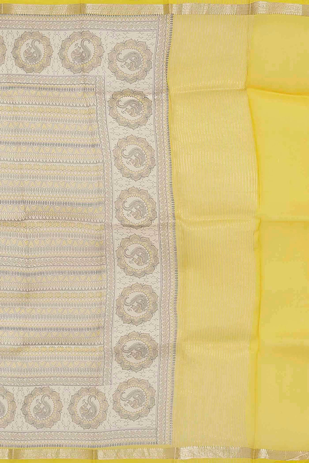 Beige Pure Organza Silk Saree