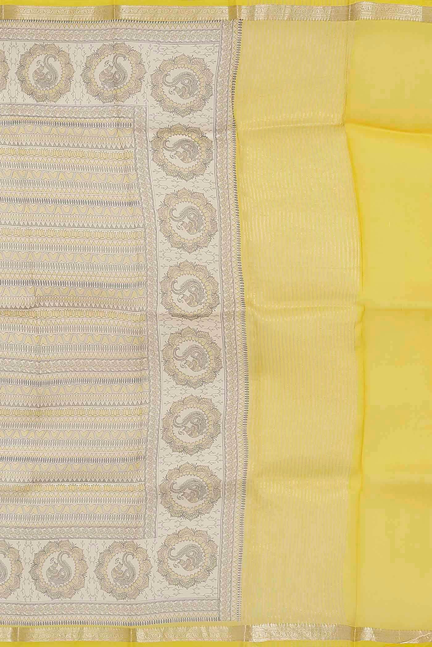 Beige Pure Organza Silk Saree
