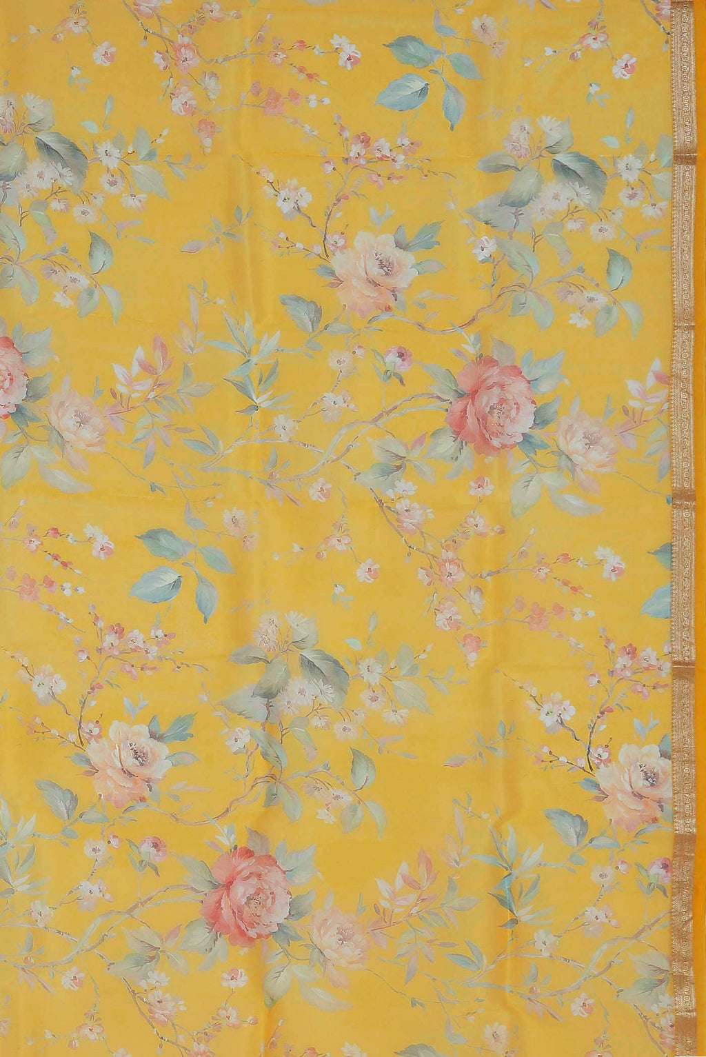Yellow Pure Organza Silk Saree