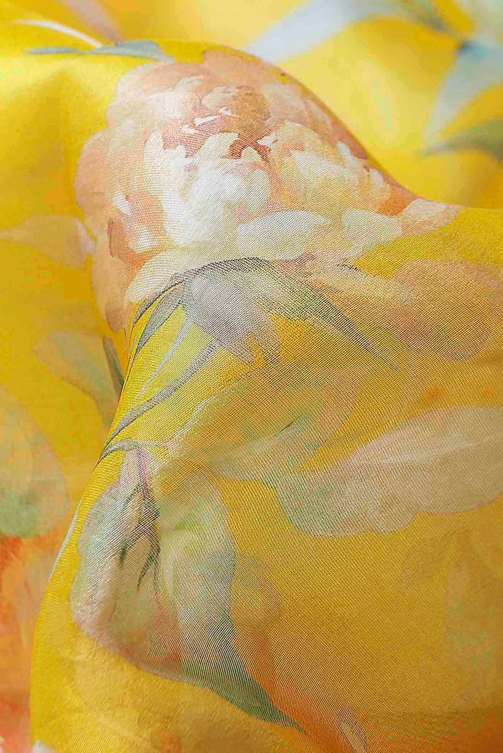 Yellow Pure Organza Silk Saree