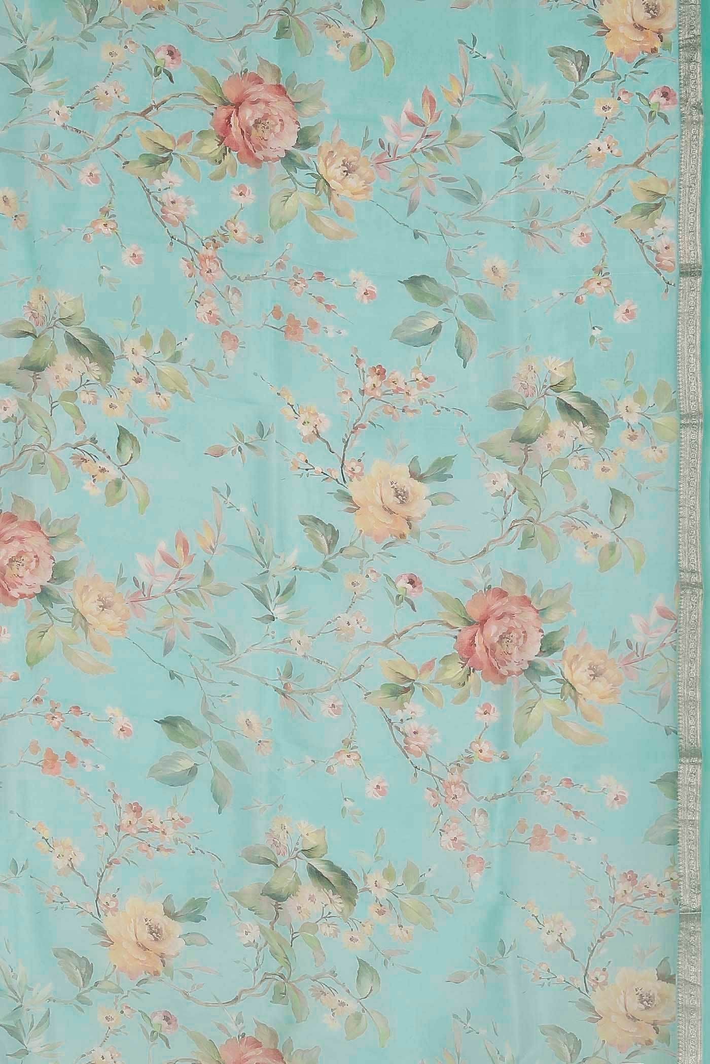Sea Green Pure Organza Silk Saree