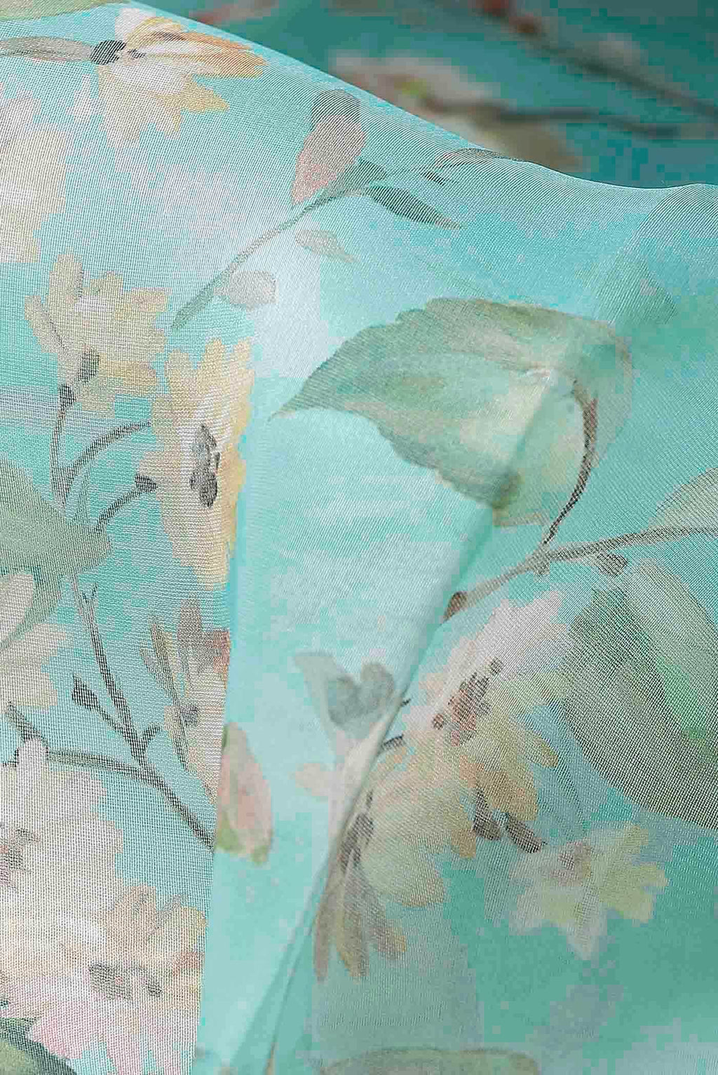 Sea Green Pure Organza Silk Saree