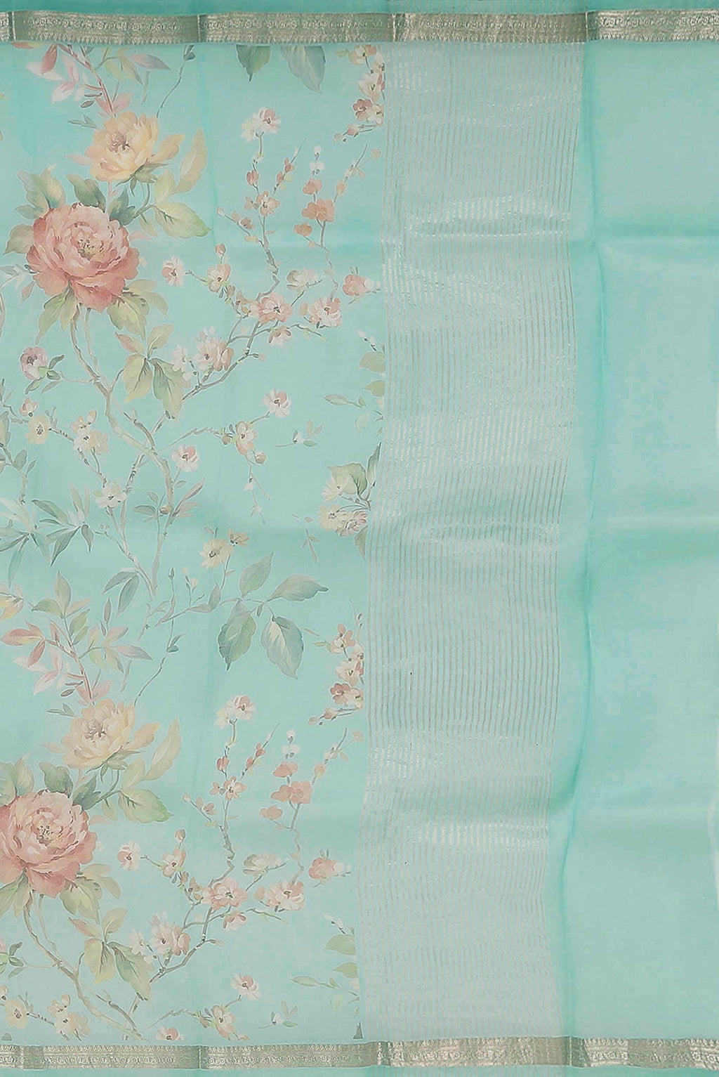 Sea Green Pure Organza Silk Saree