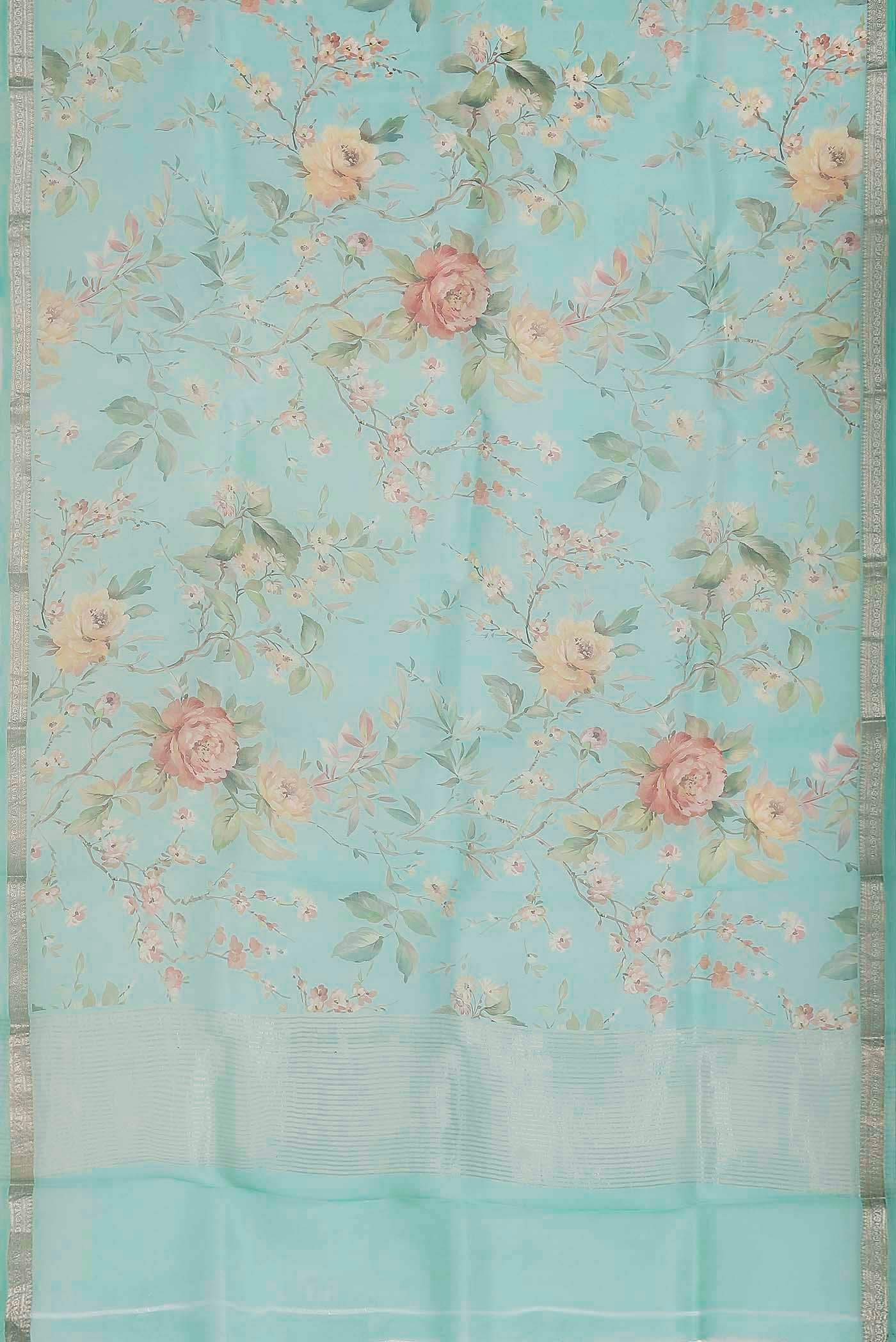 Sea Green Pure Organza Silk Saree