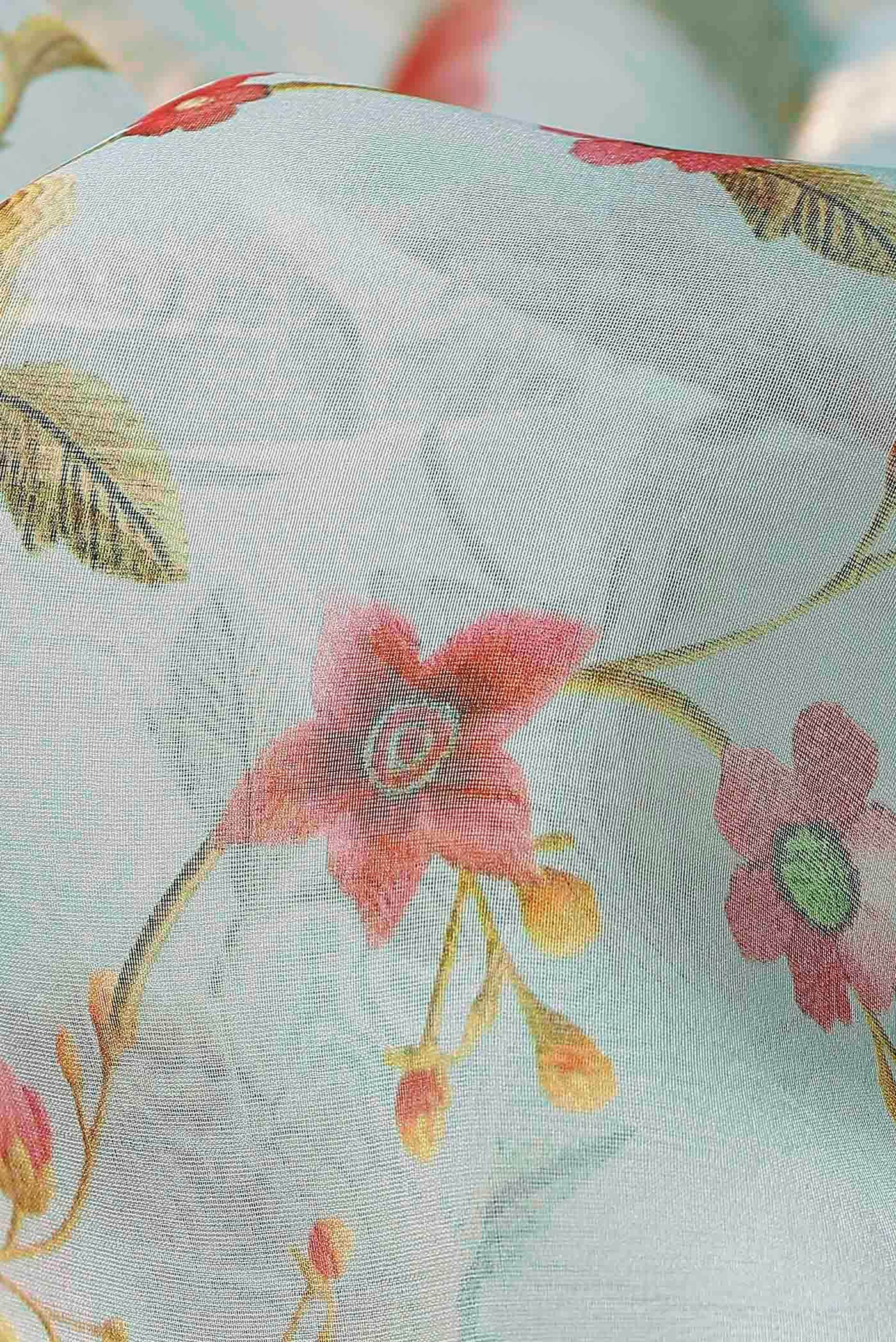 Light Blue Pure Organza Silk Saree