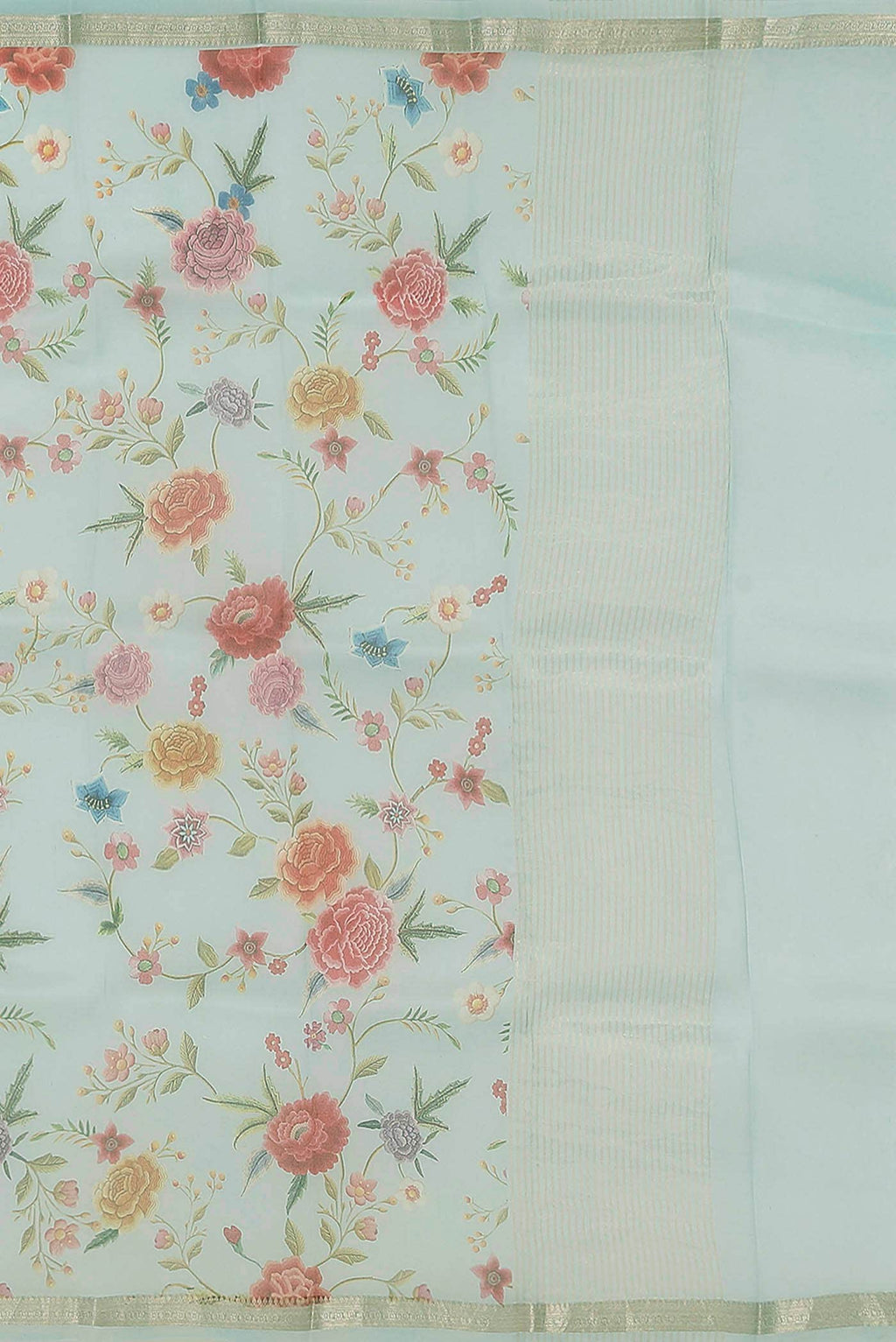 Light Blue Pure Organza Silk Saree