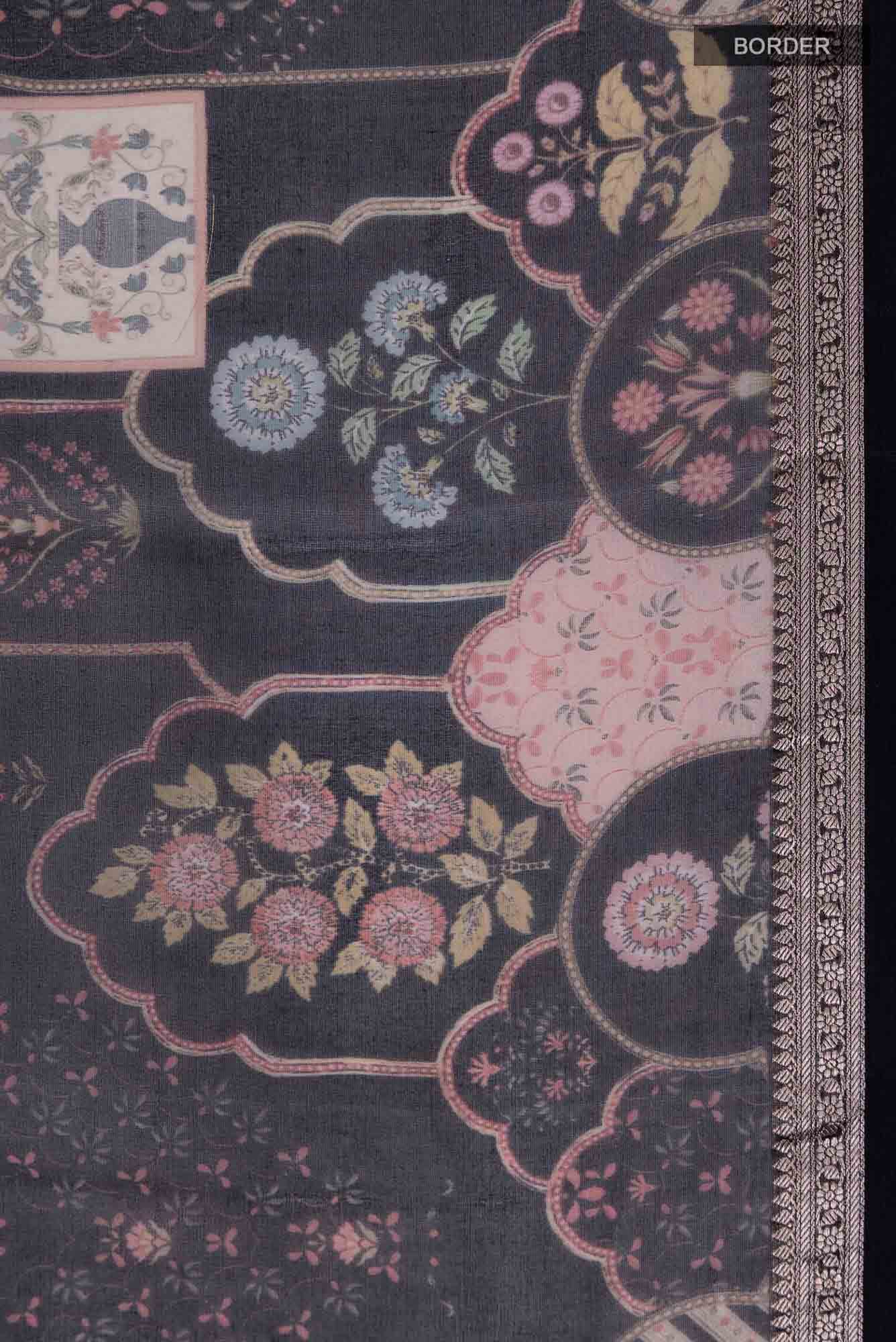 Black Organza Silk Saree