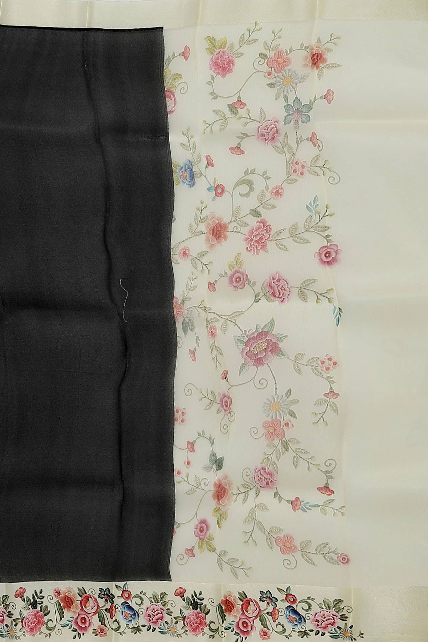 Black Organza Silk Saree