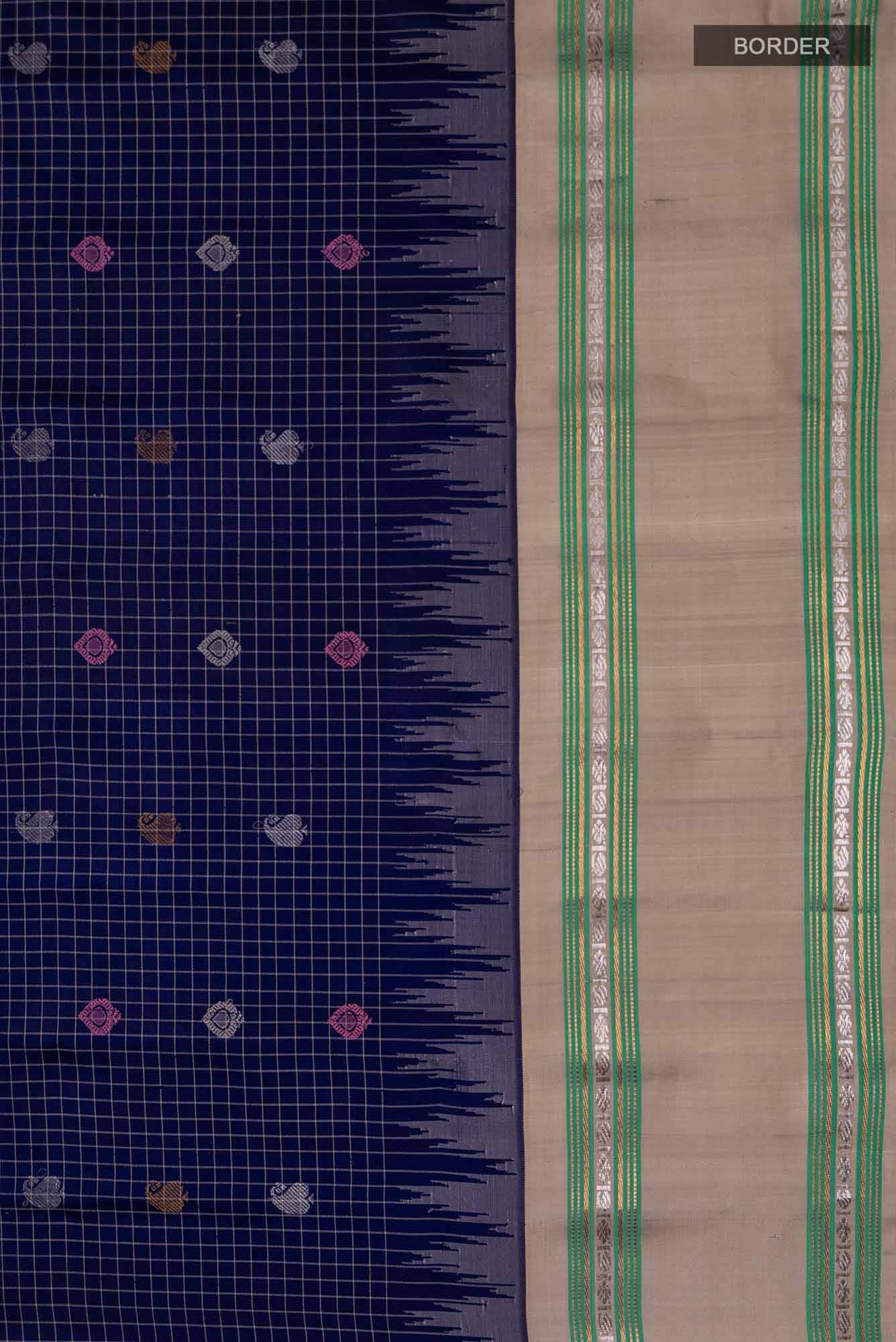 Navy Blue Paithani Silk Saree