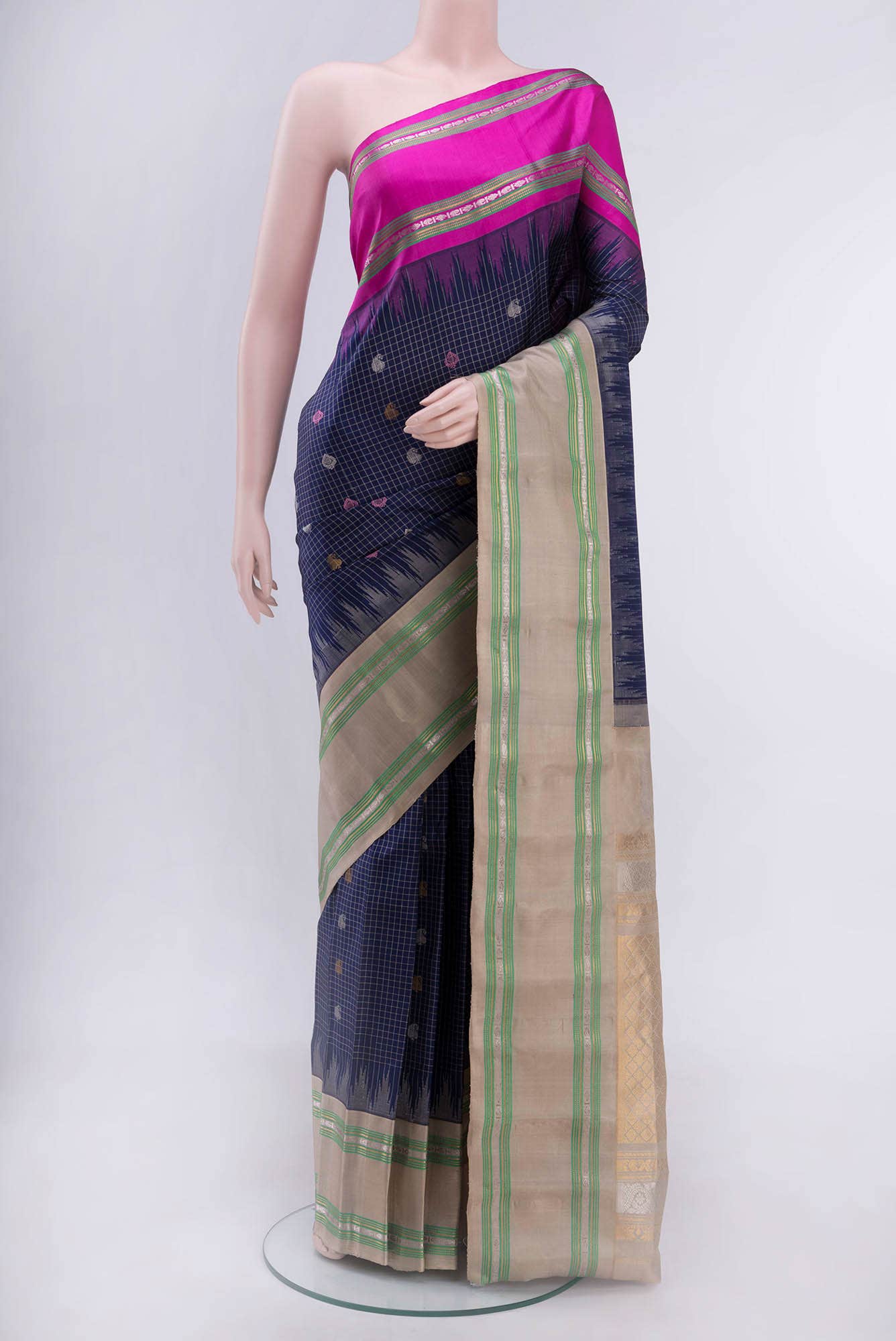 Navy Blue Paithani Silk Saree