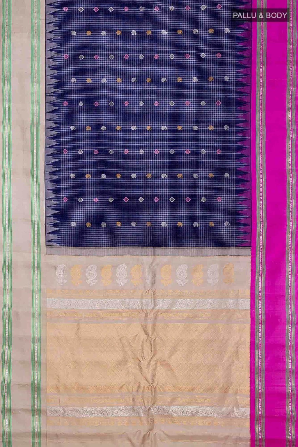 Navy Blue Paithani Silk Saree