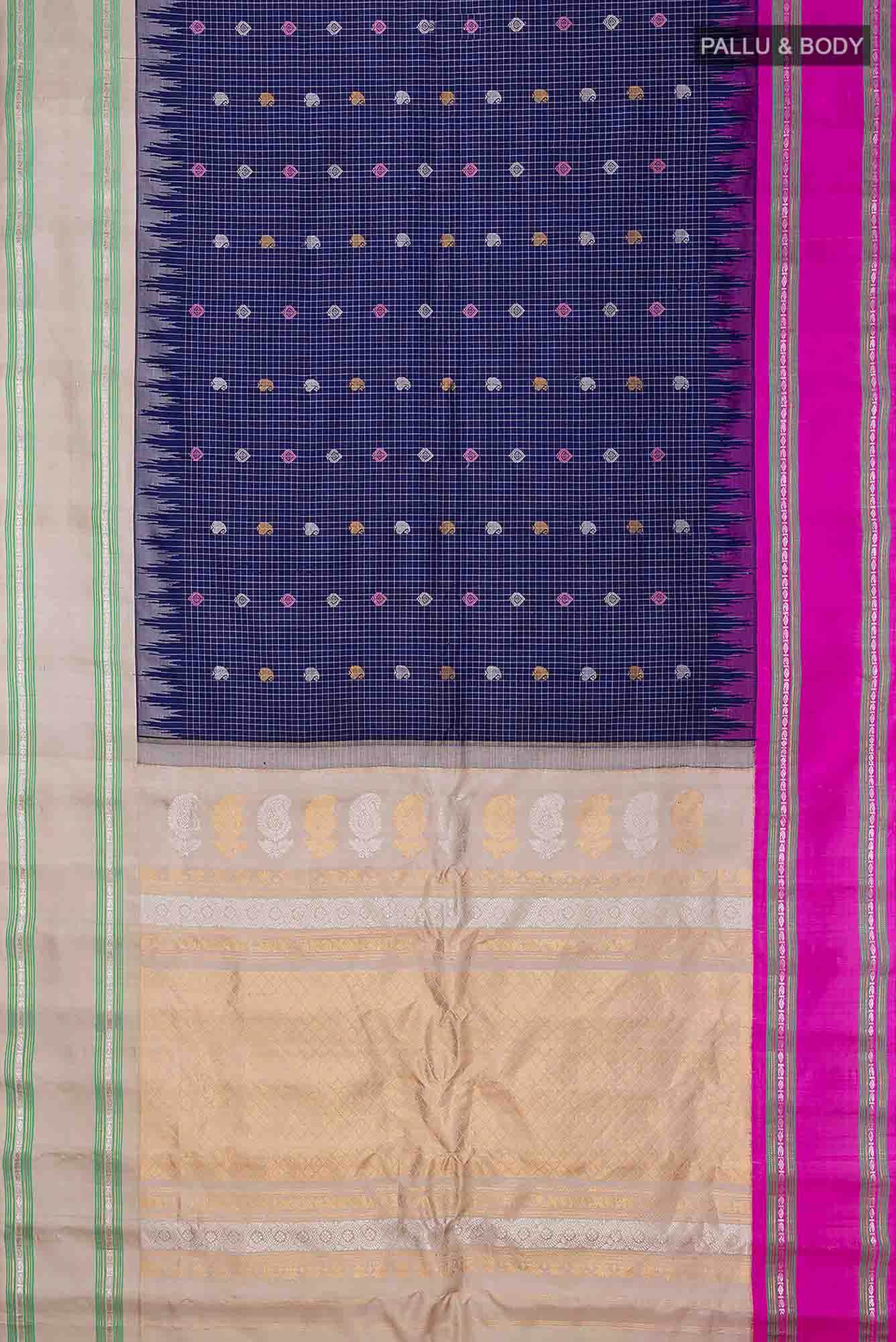 Navy Blue Paithani Silk Saree