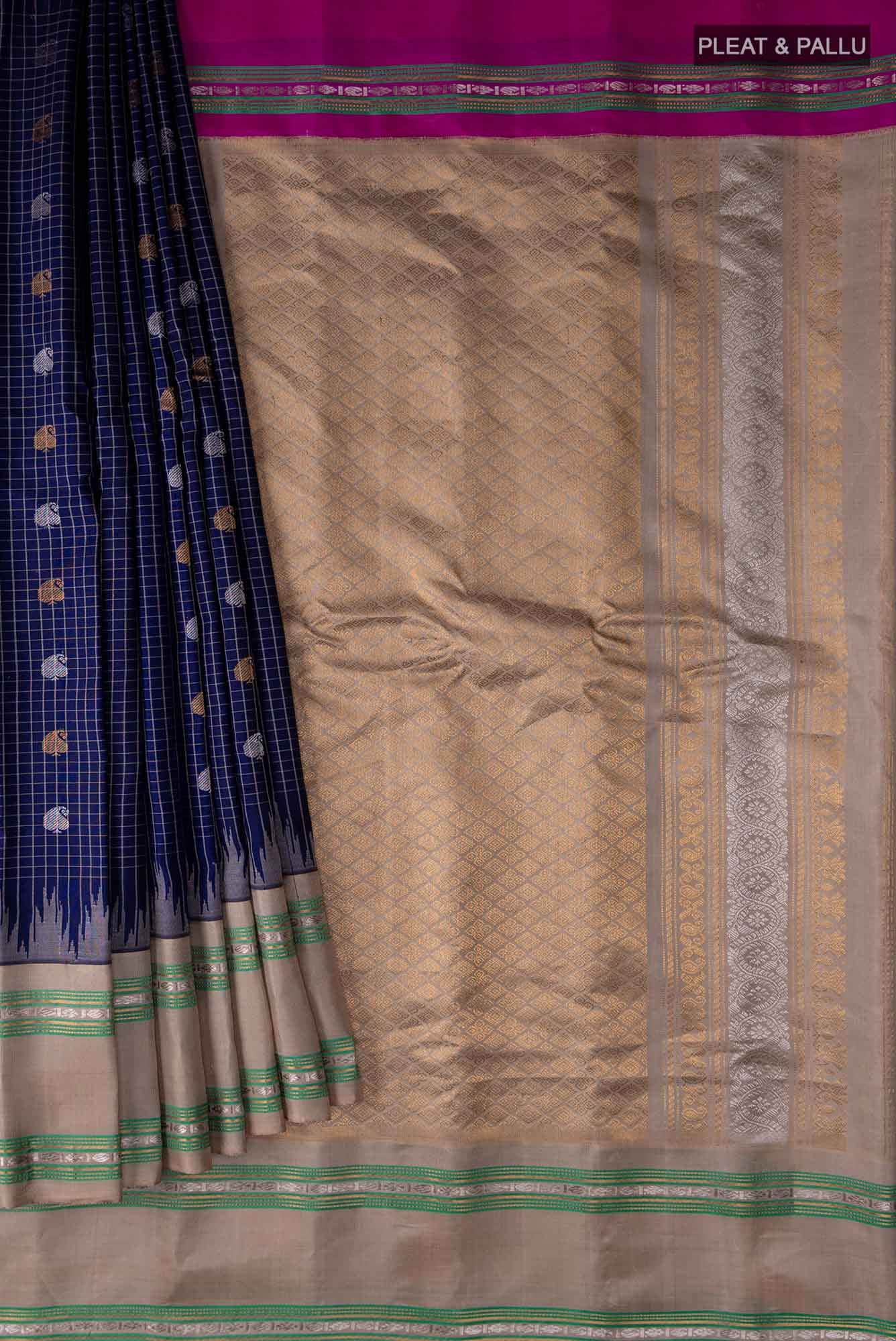 Navy Blue Paithani Silk Saree