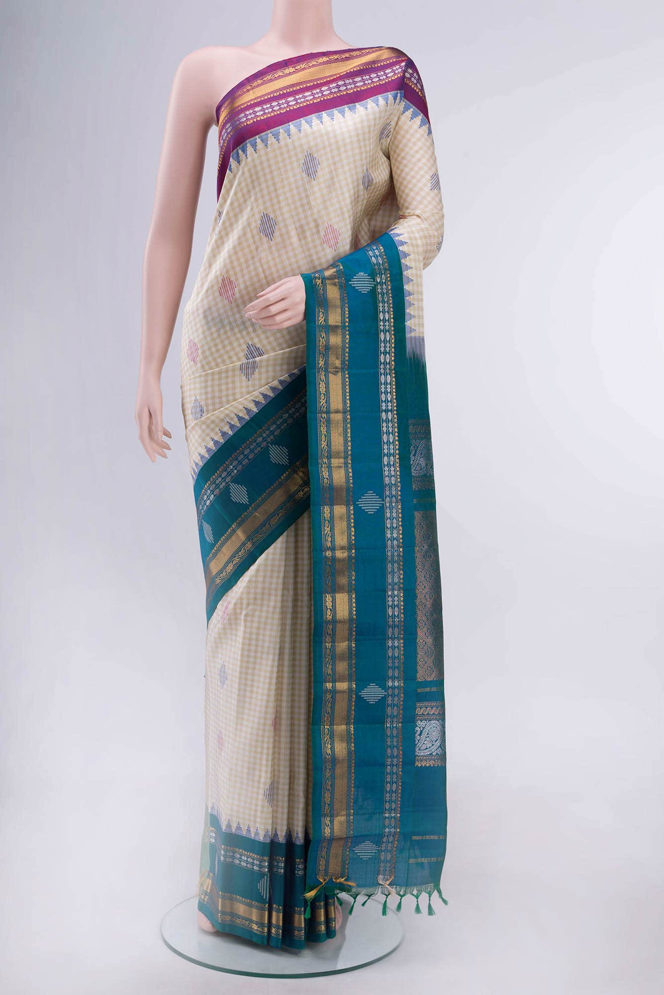 Off White Paithani Silk Saree