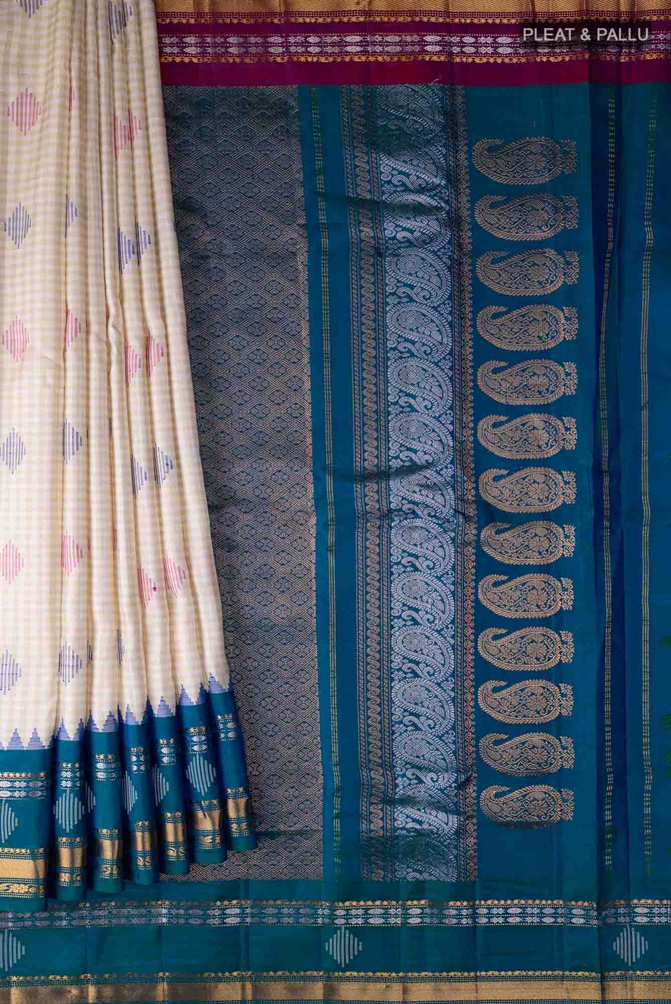 Off White Paithani Silk Saree