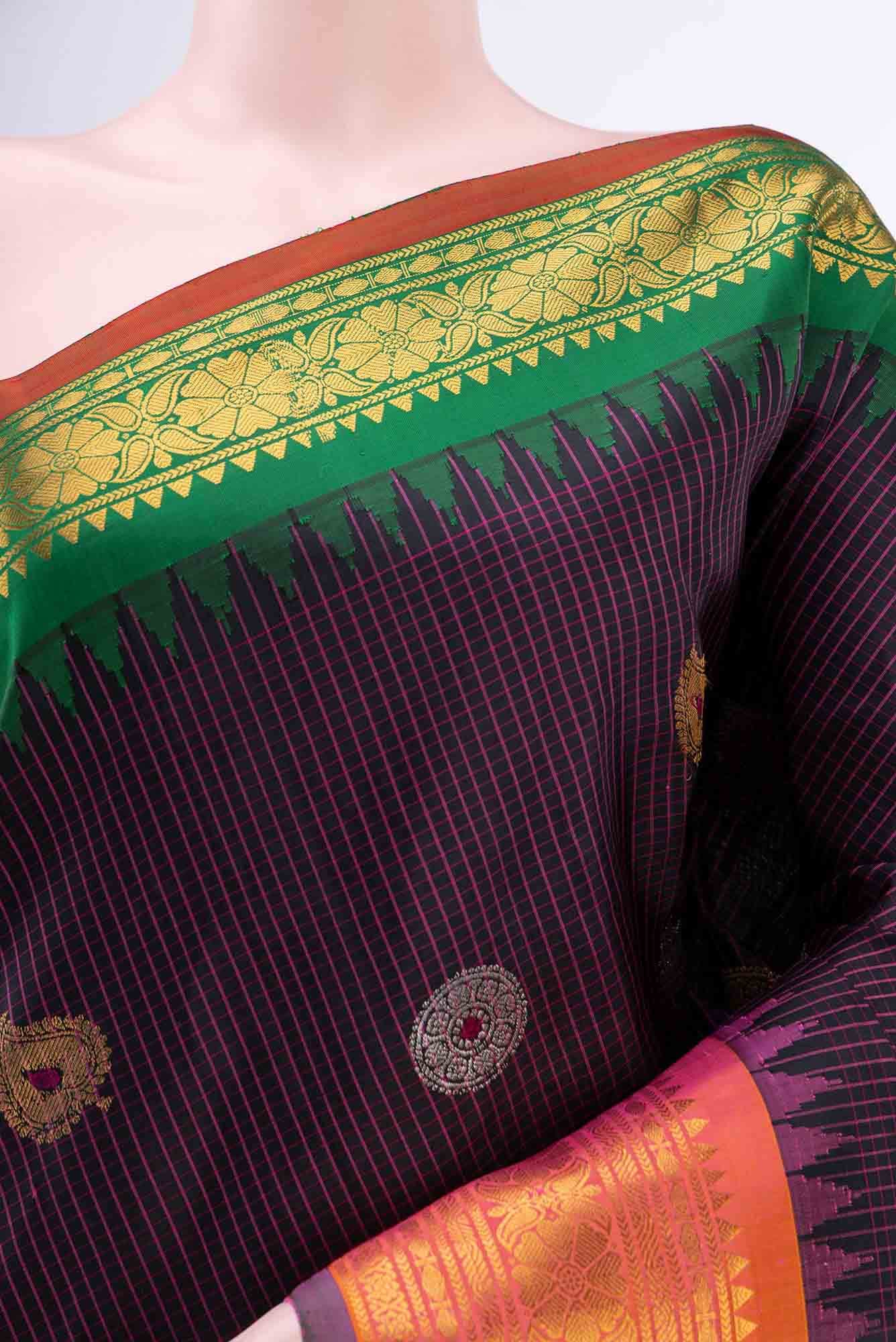 Black Gadwal Silk Saree