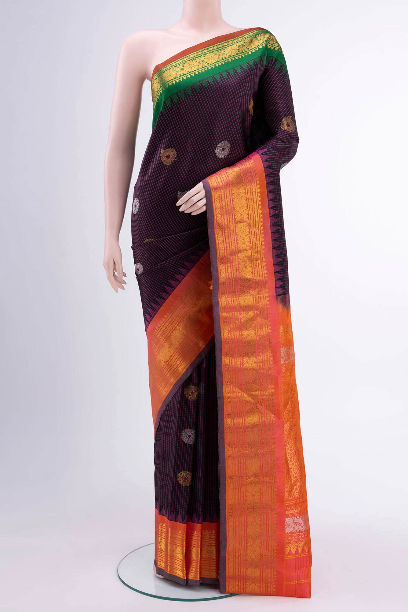 Black Gadwal Silk Saree