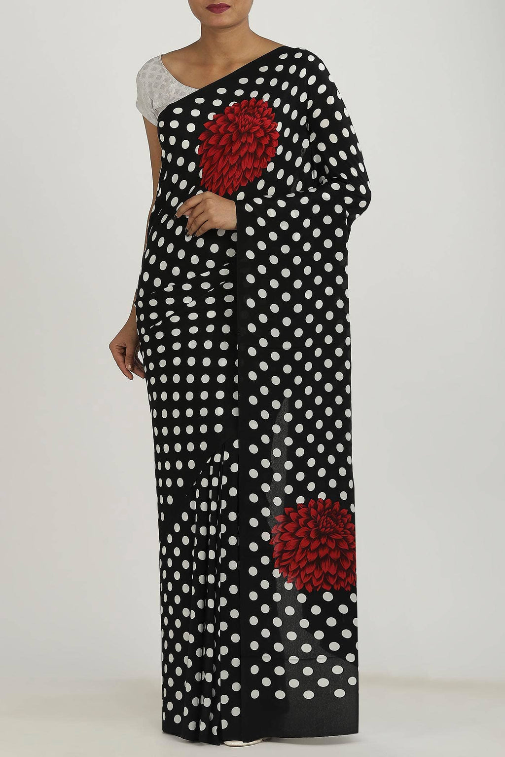 Black Mysore Crepe Saree