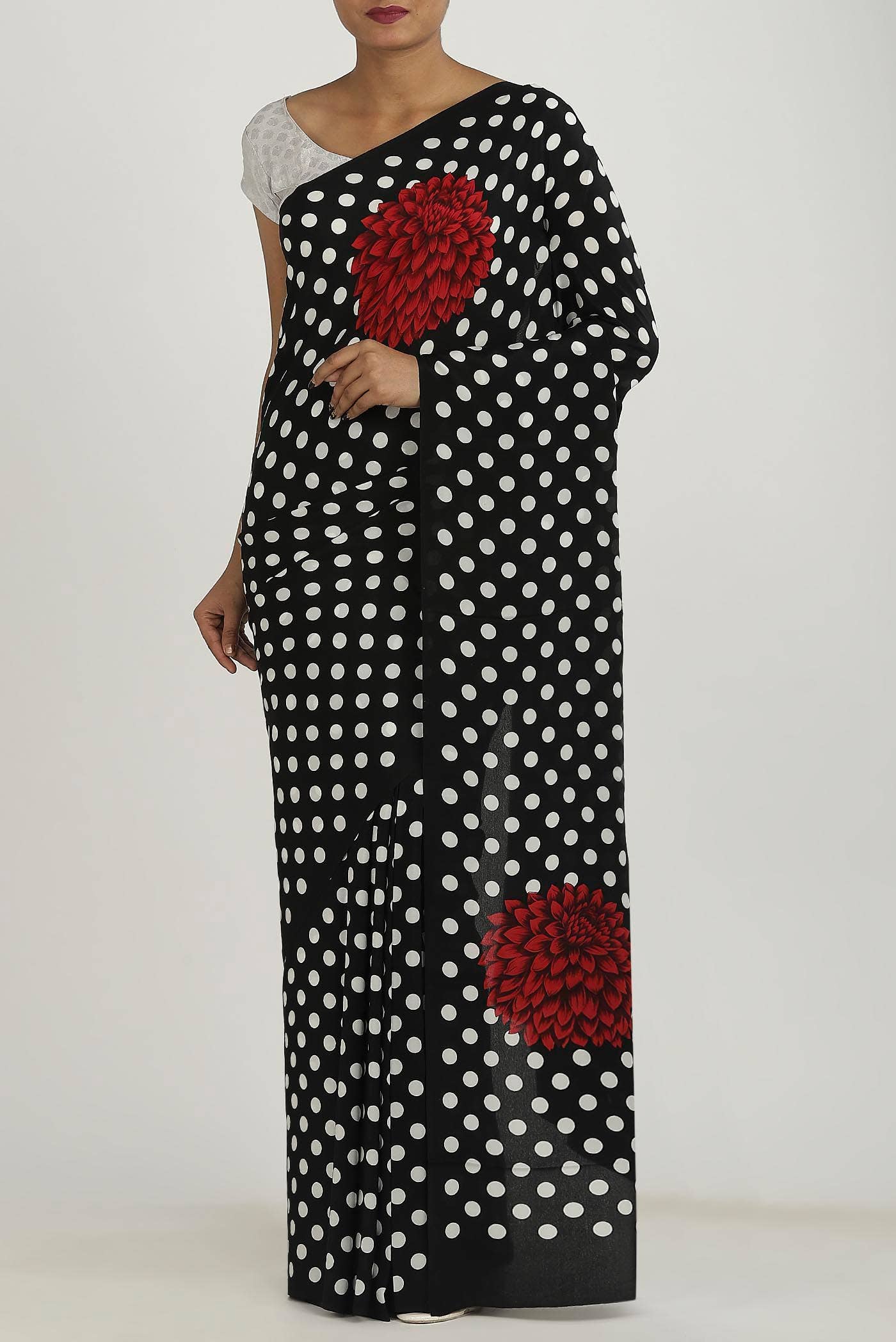 Black Mysore Crepe Saree
