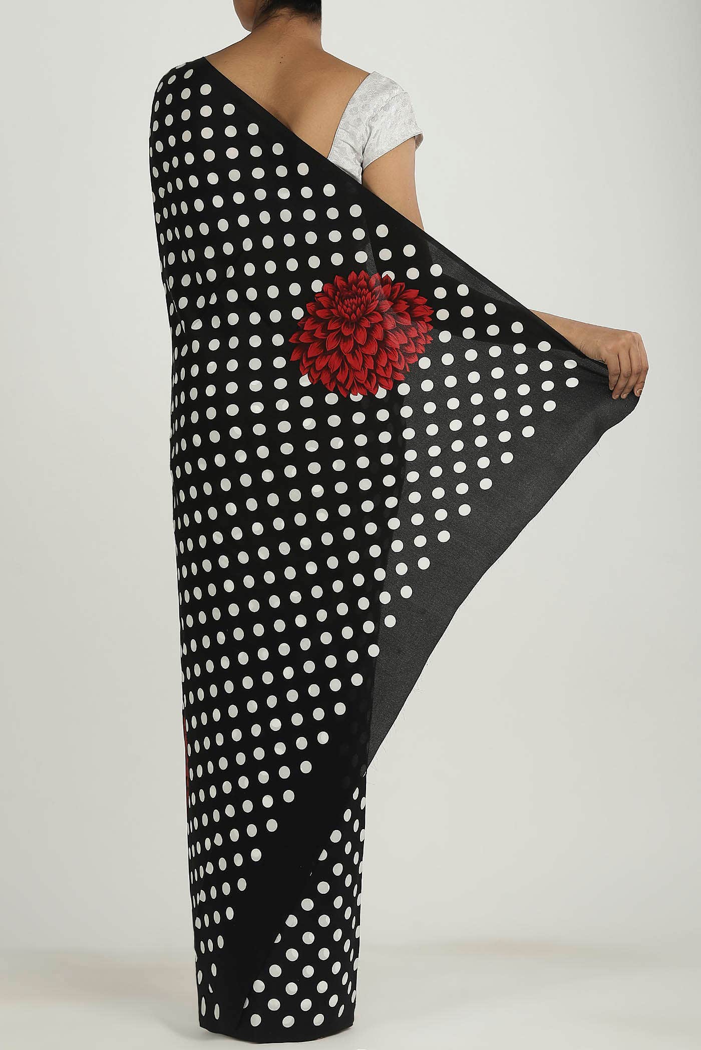 Black Mysore Crepe Saree