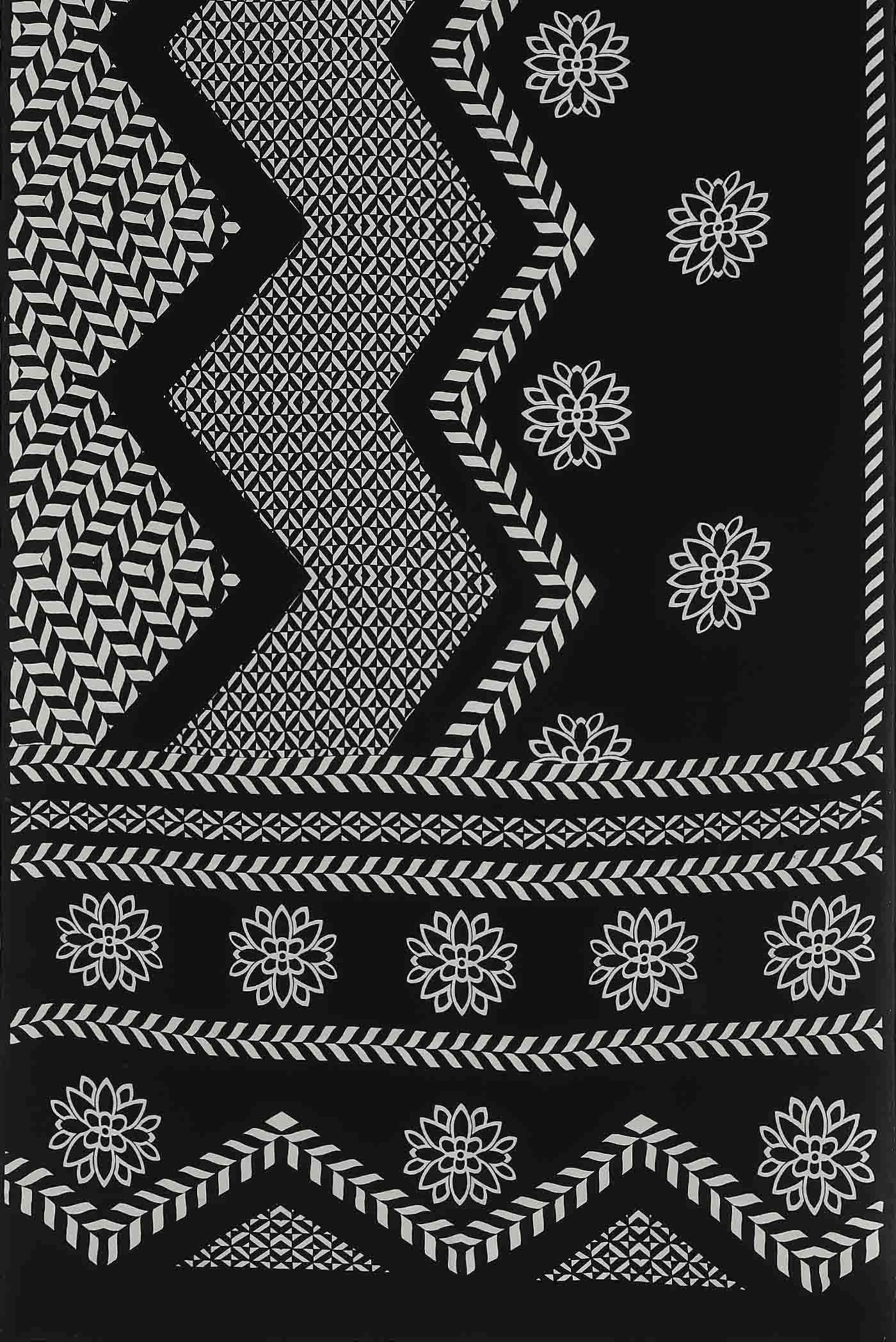 Black Mysore Crepe Saree