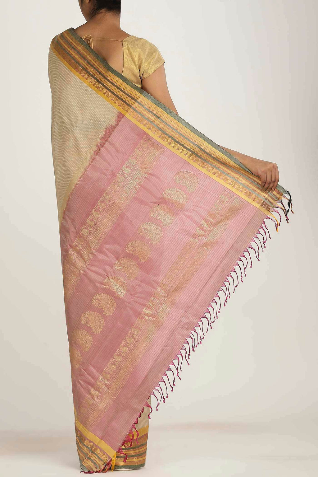 Beige Gadwal cotton Saree