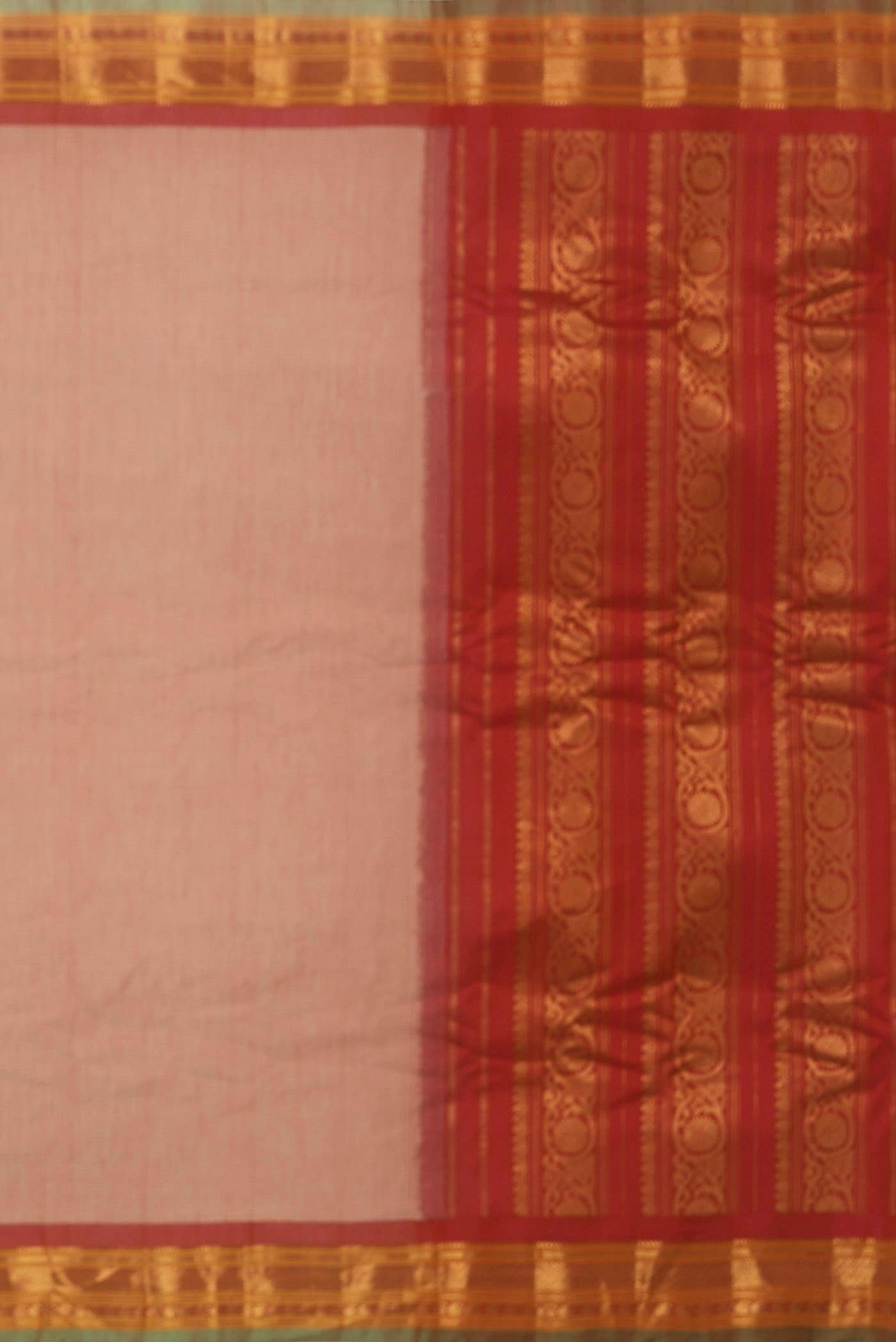 Peach Gadwal cotton Saree