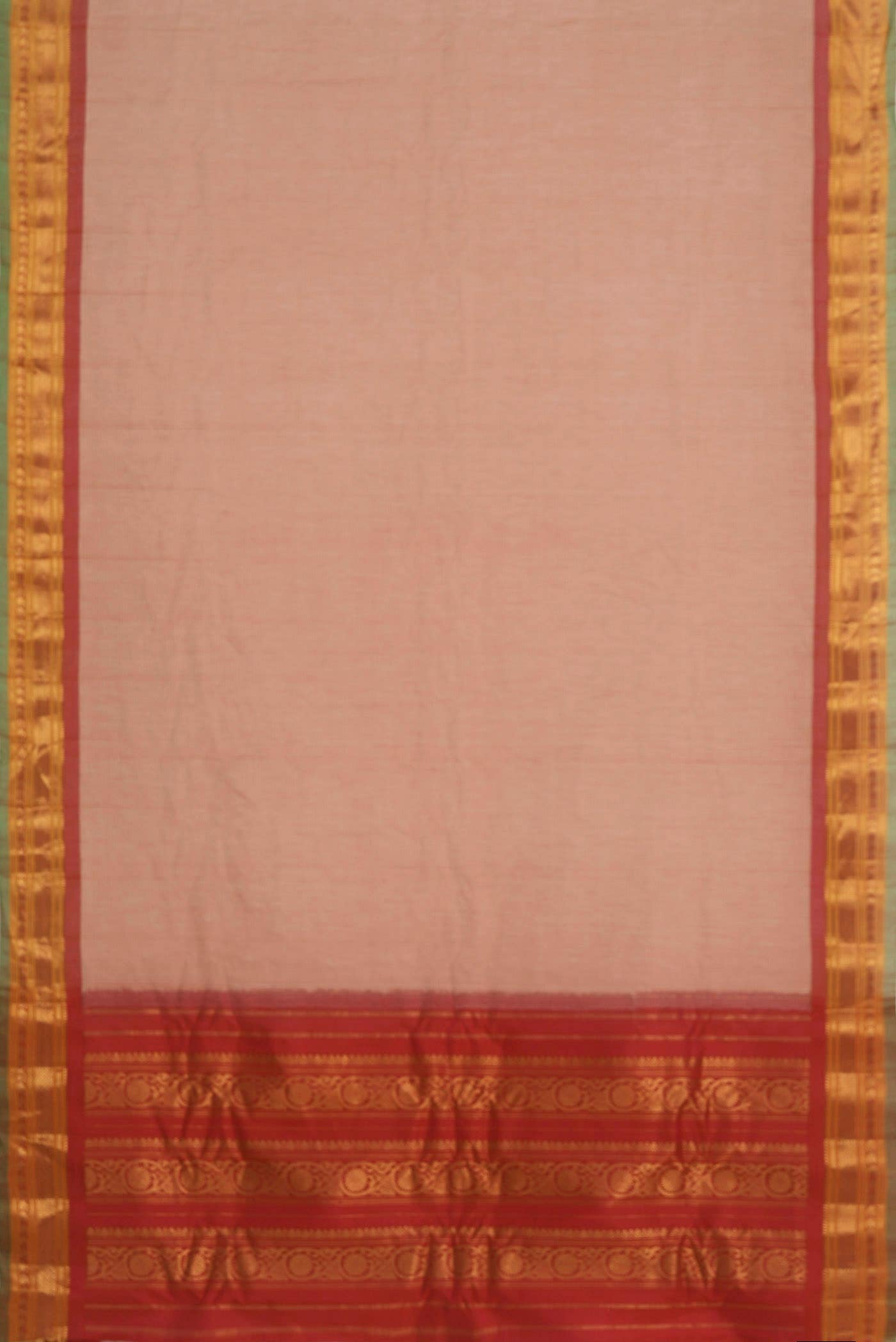 Peach Gadwal cotton Saree