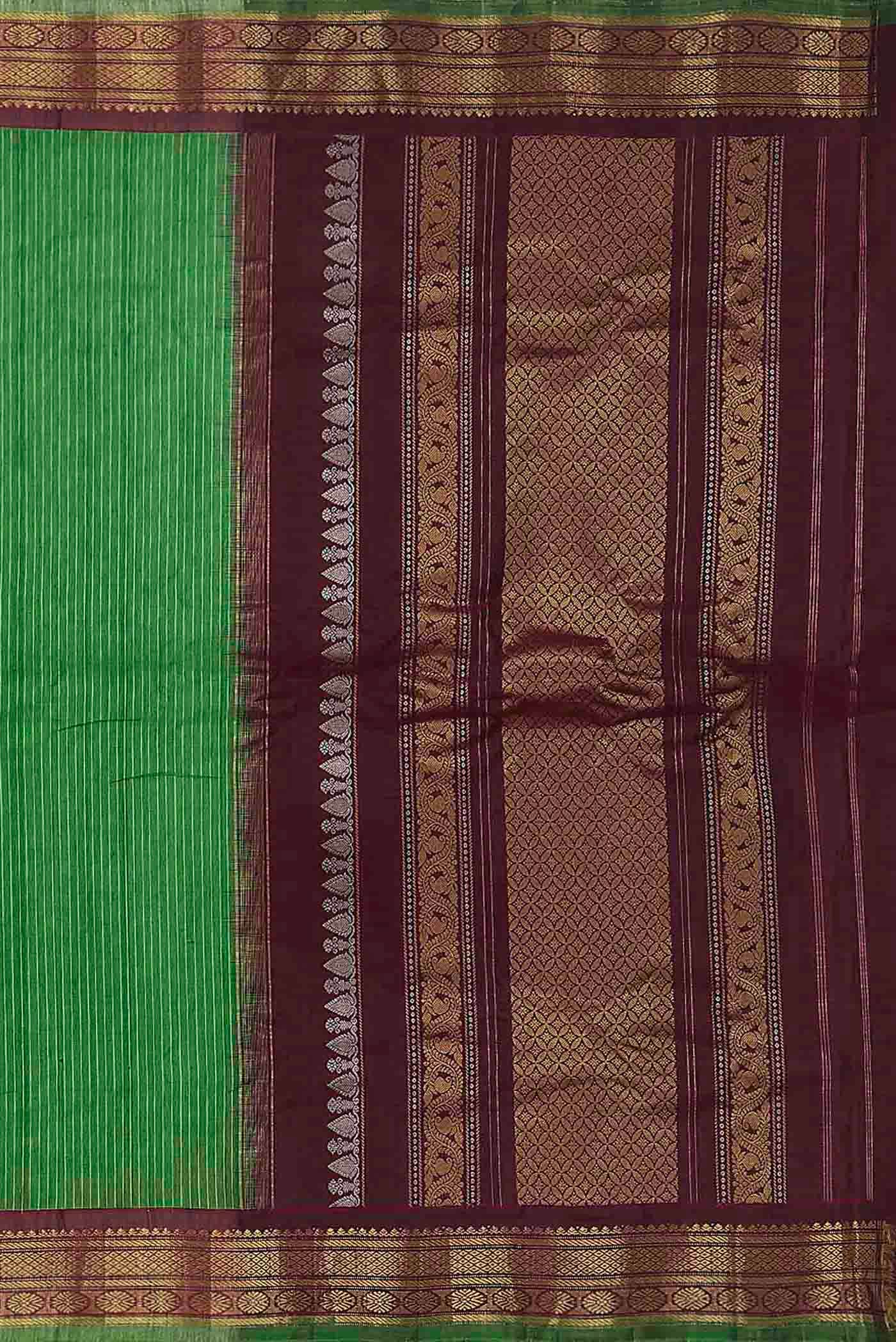 Green Gadwal cotton Saree