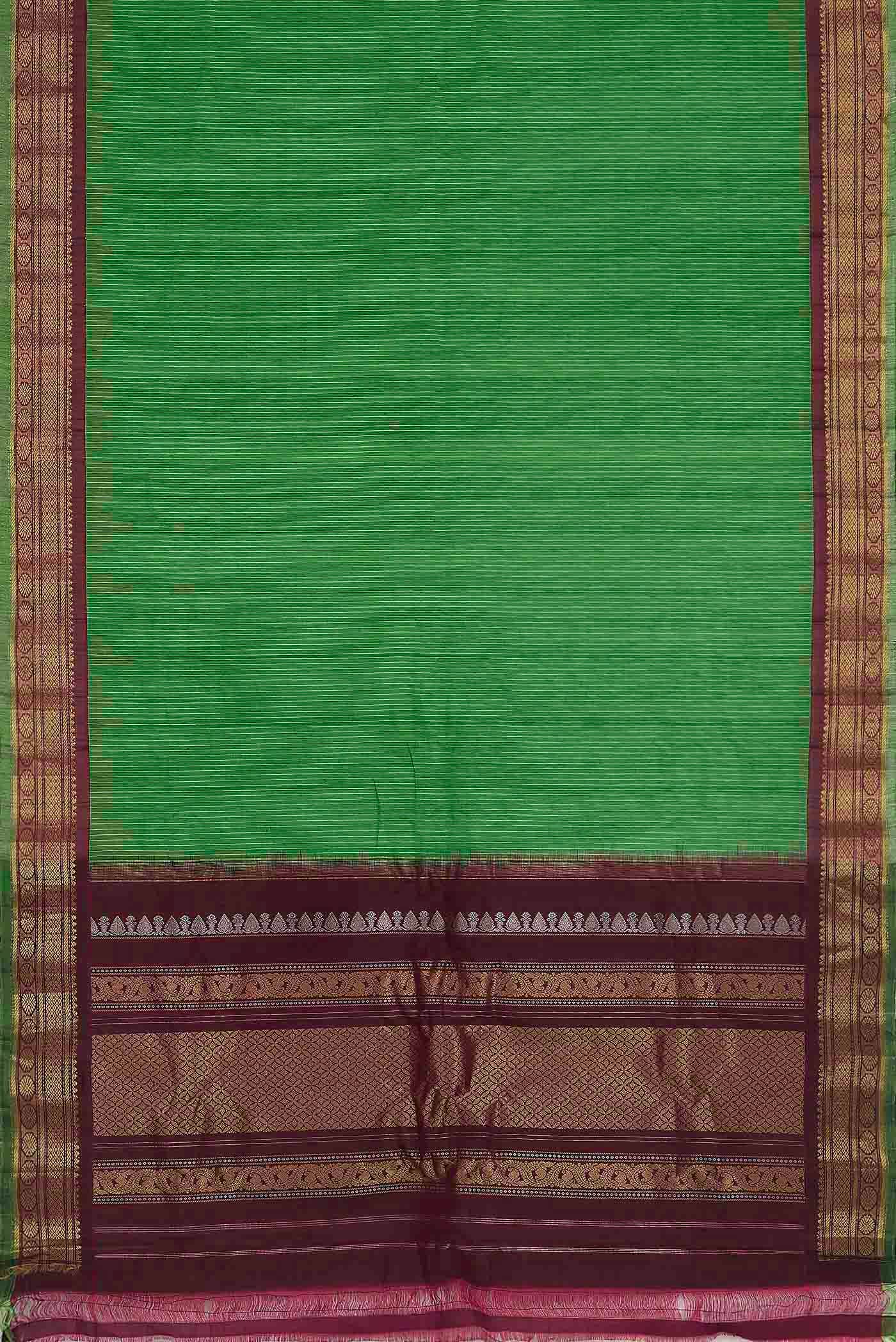 Green Gadwal cotton Saree