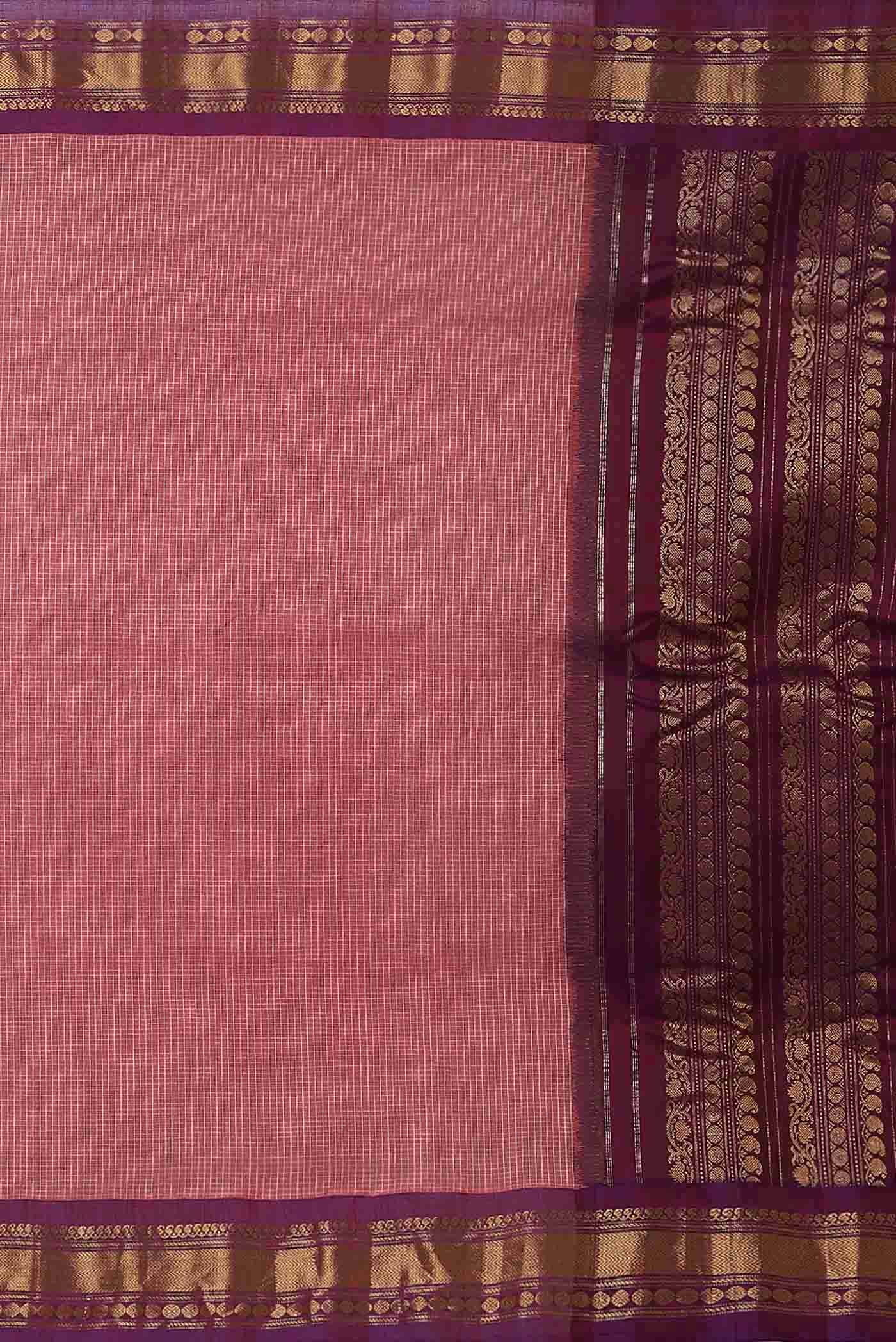 Coral Gadwal cotton Saree