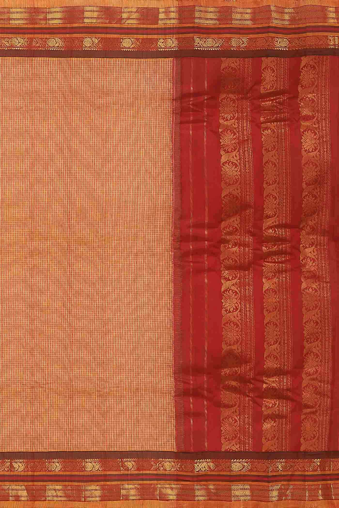 Orange Gadwal cotton Saree