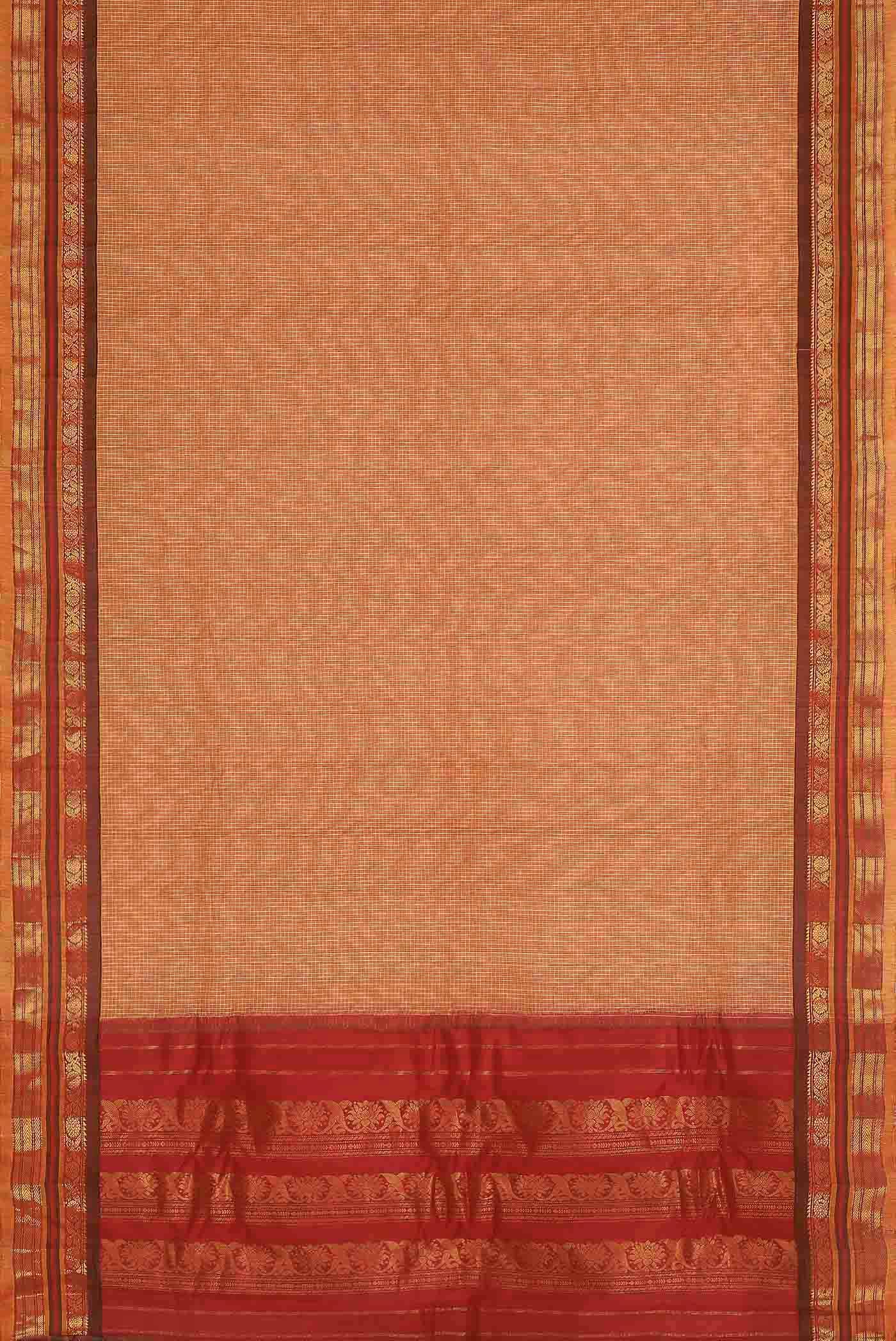 Orange Gadwal cotton Saree