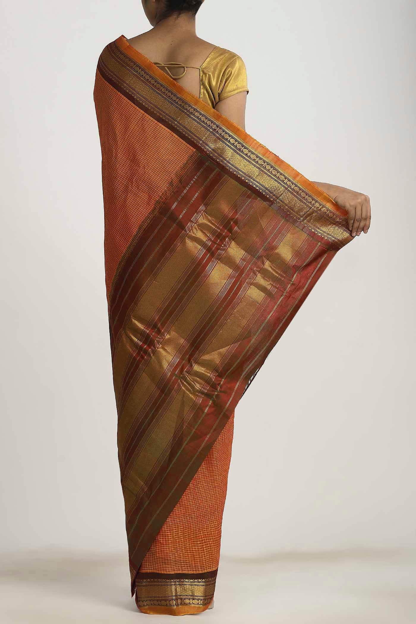 Orange Gadwal cotton Saree