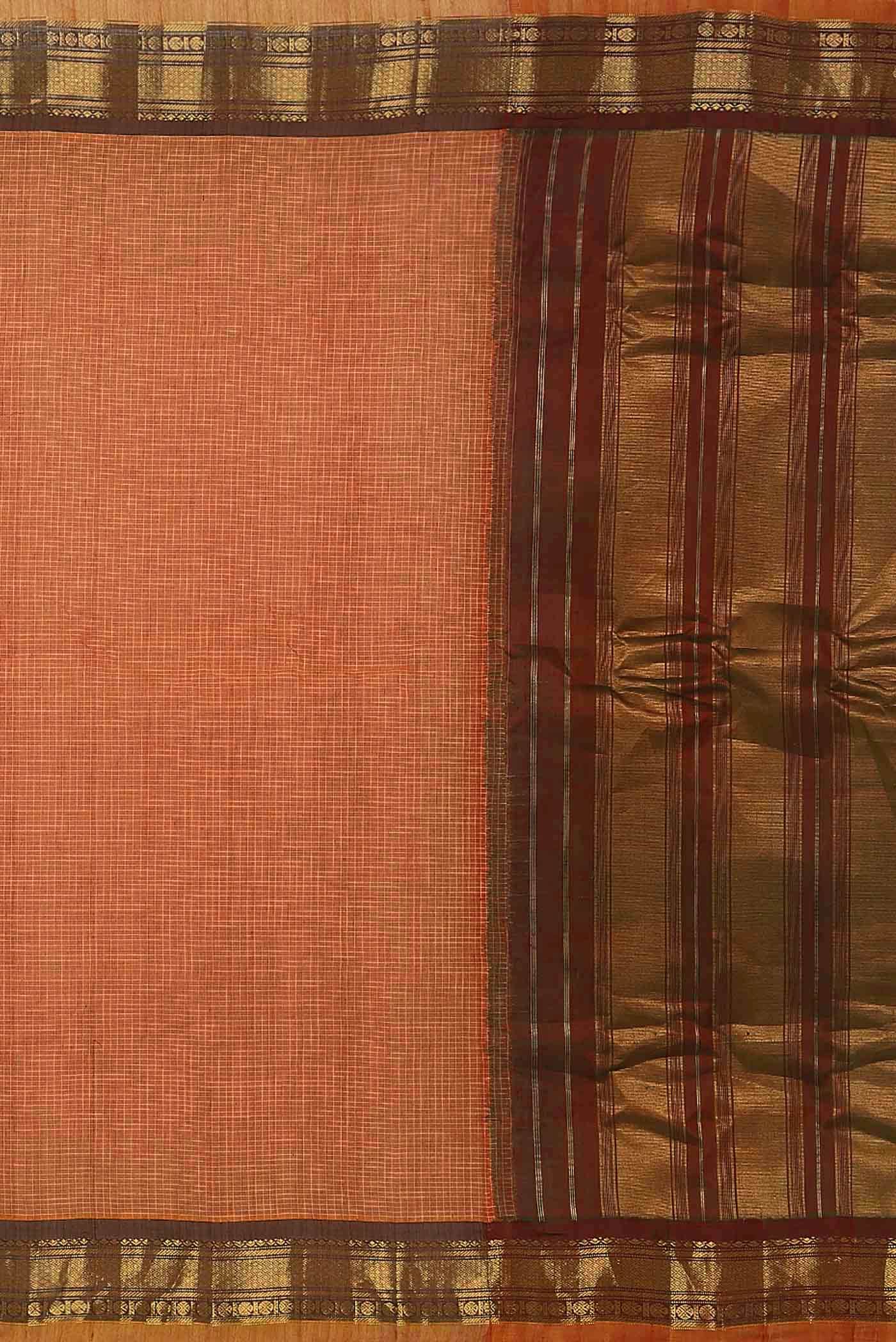 Orange Gadwal cotton Saree