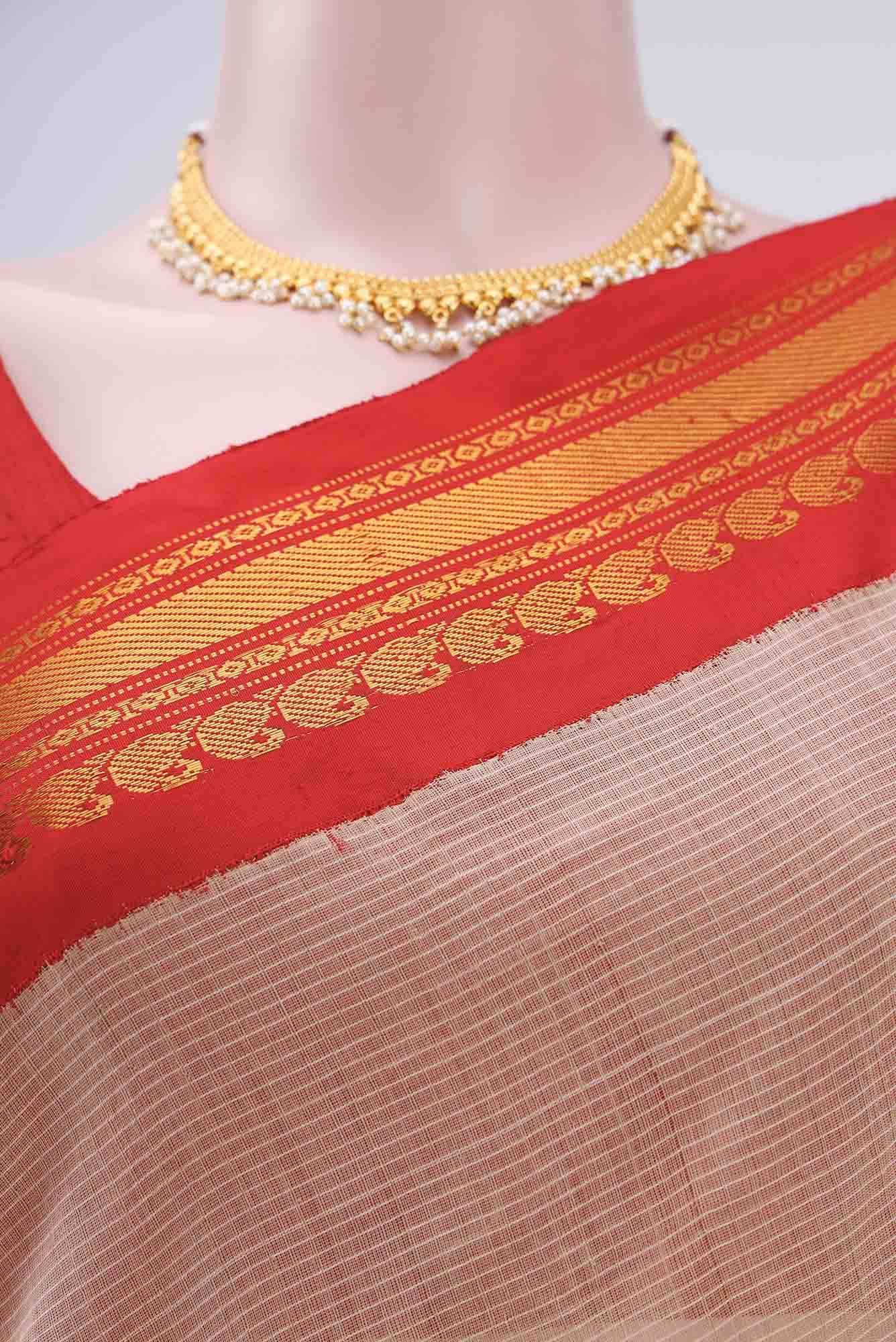 Beige Gadwal Silk Cotton Saree