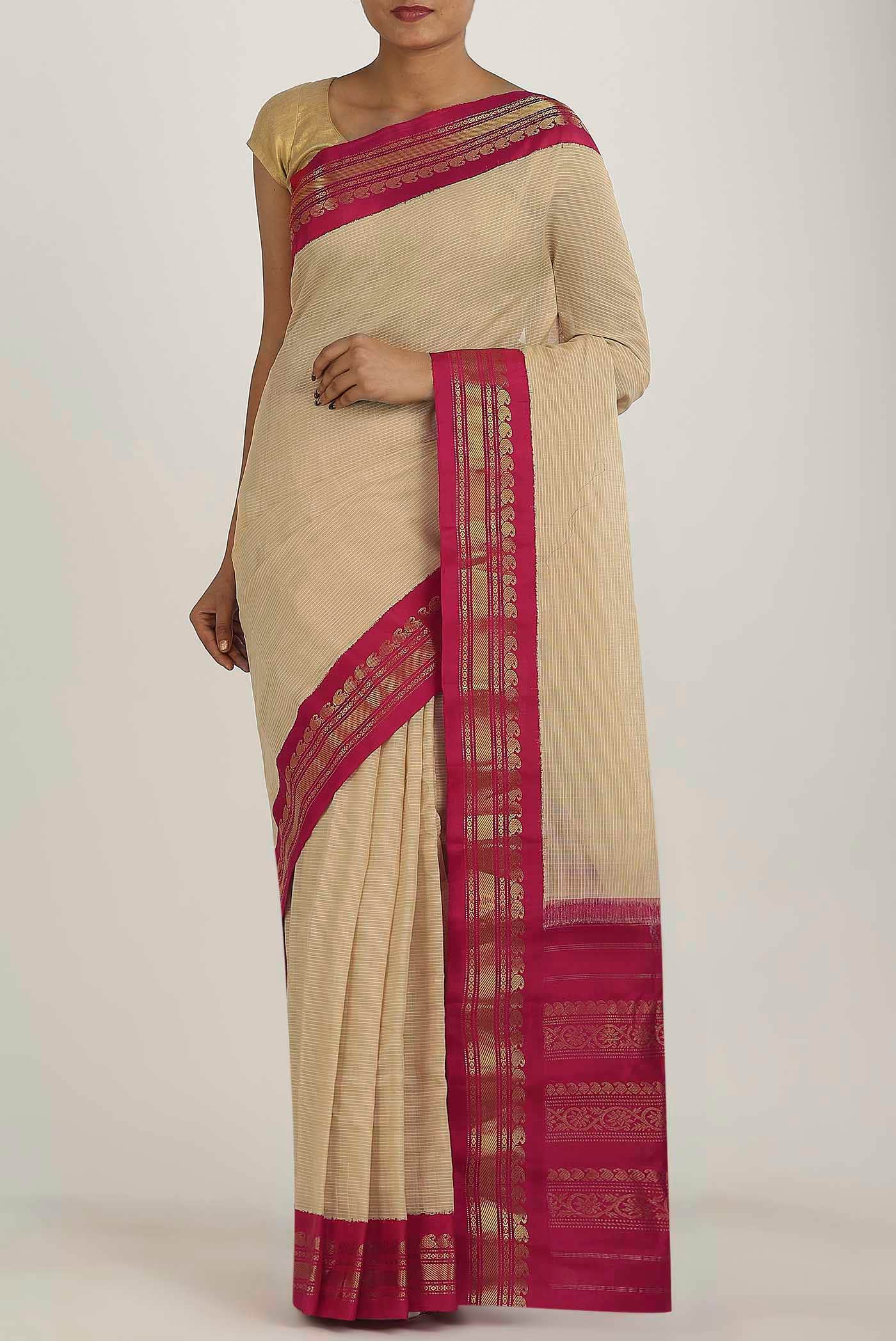 Beige Gadwal cotton Saree