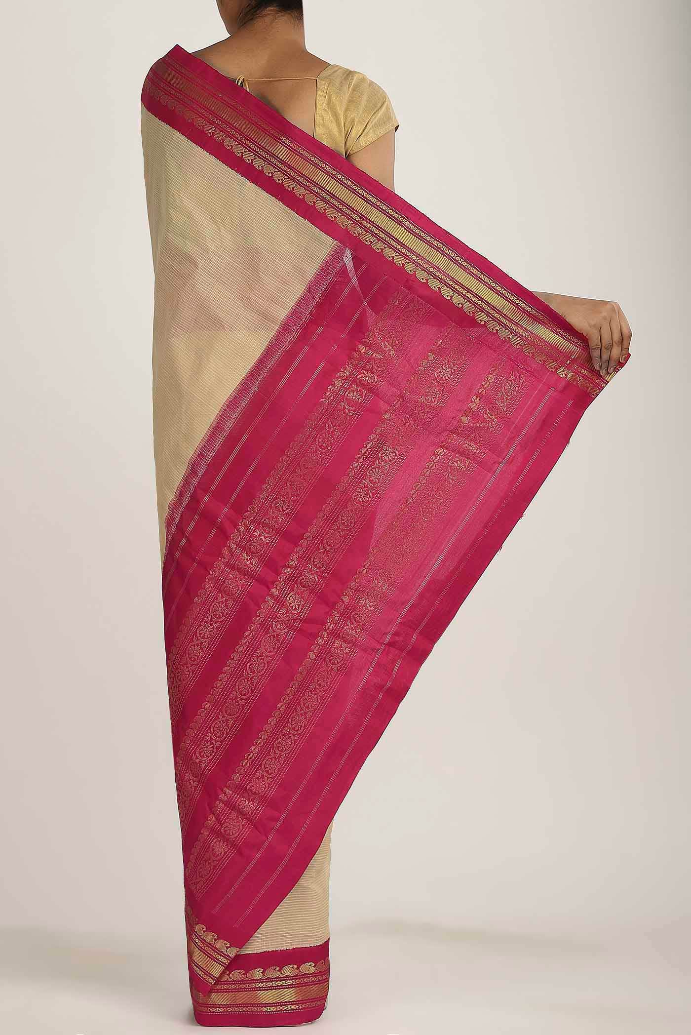 Beige Gadwal cotton Saree