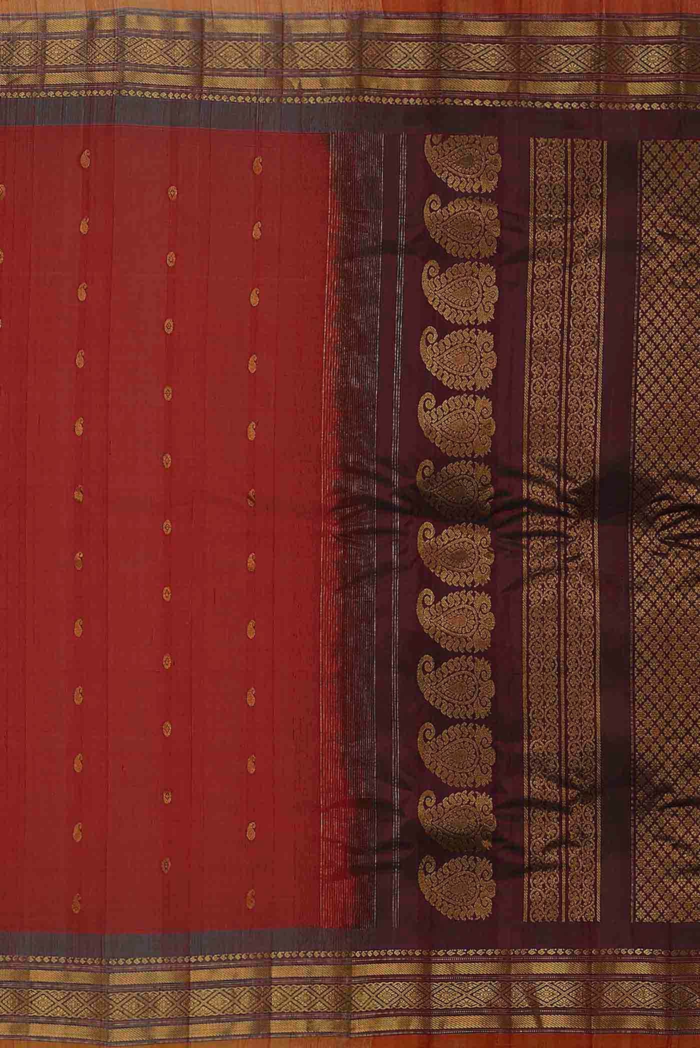 Red Gadwal cotton Saree