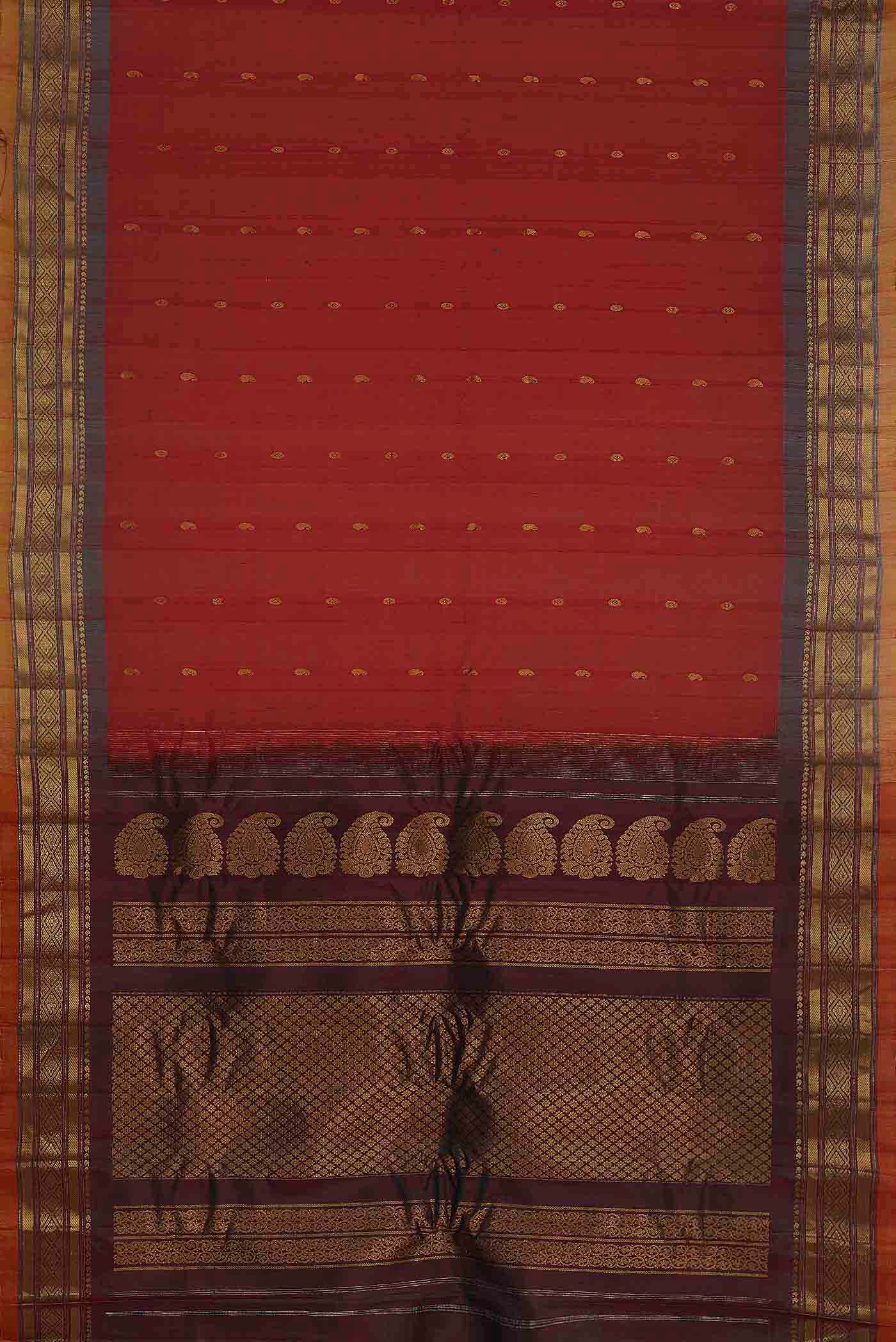 Red Gadwal cotton Saree