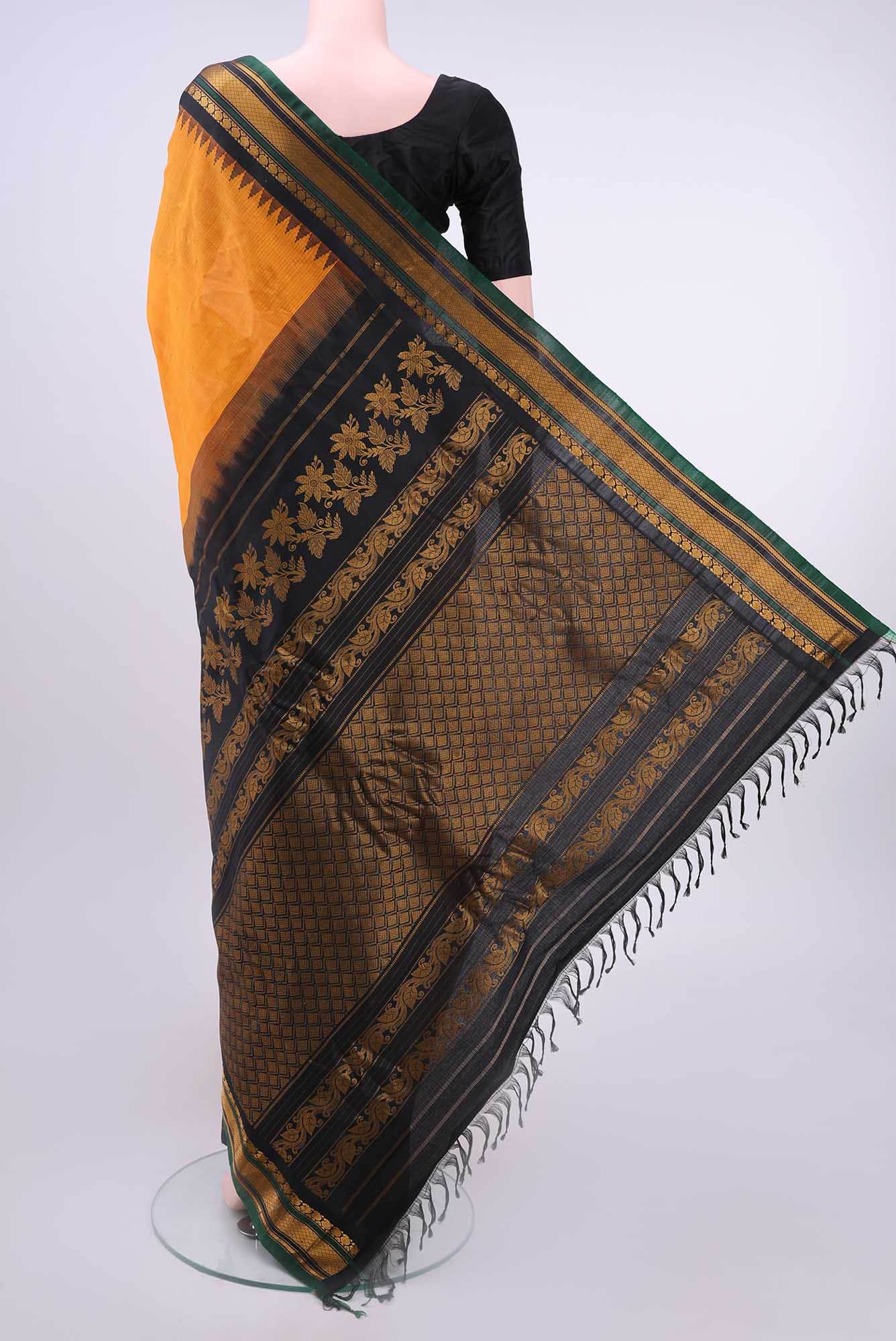 Yellow Gadwal cotton Saree