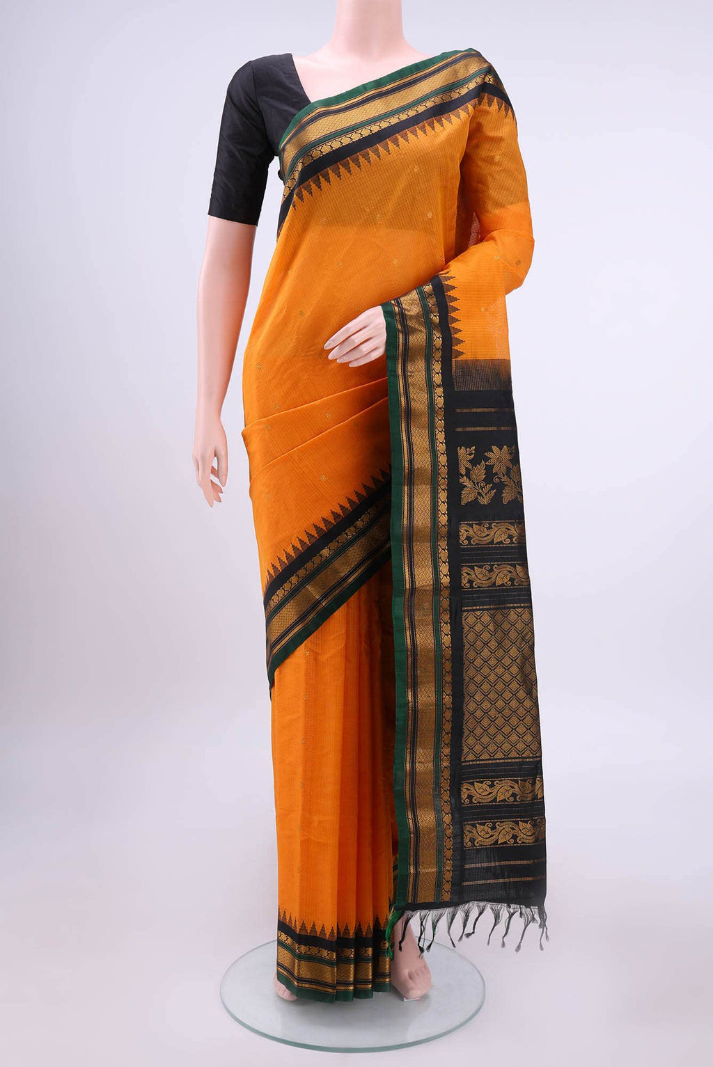 Yellow Gadwal cotton Saree