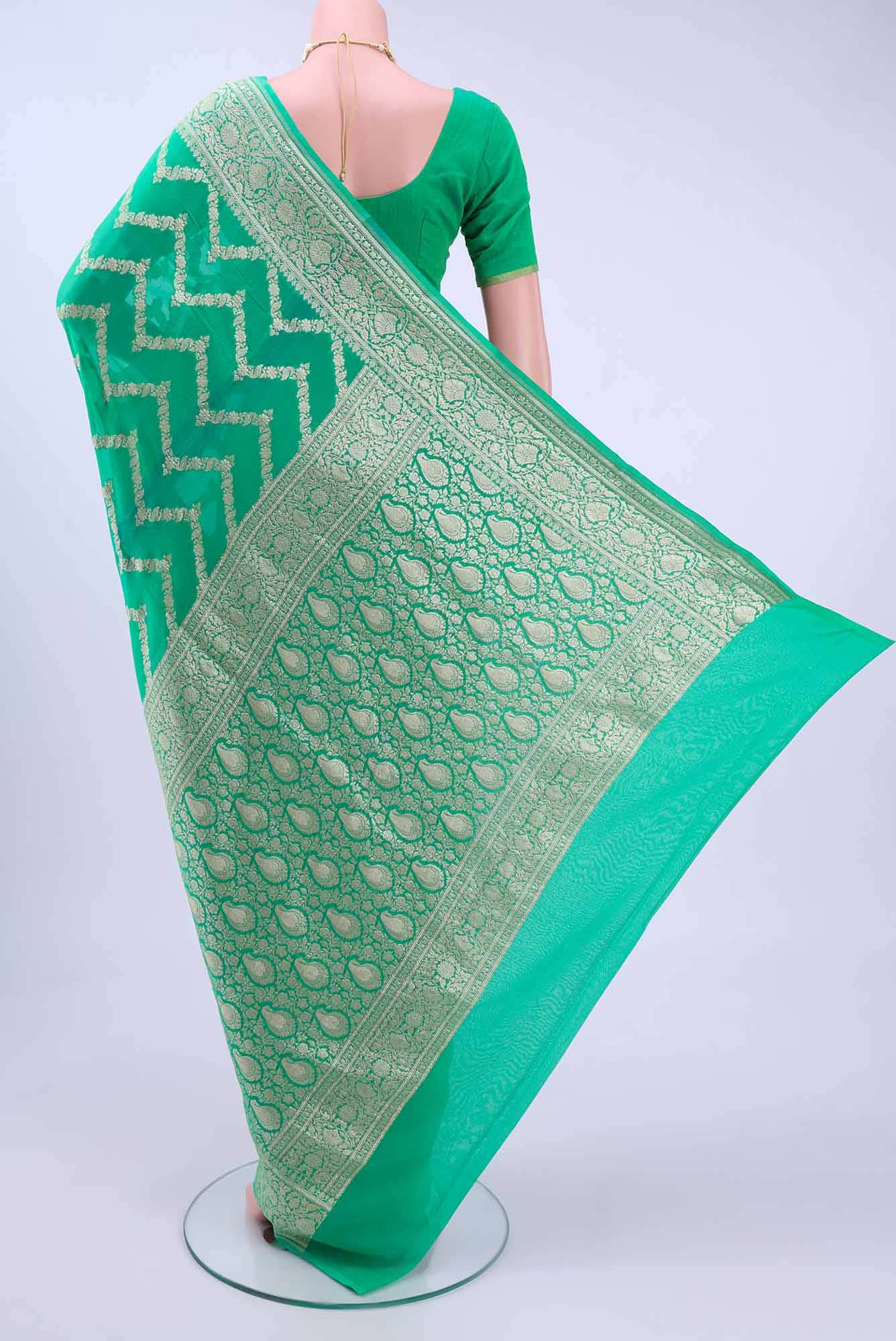 Turquoise Banarasi Georgette Saree