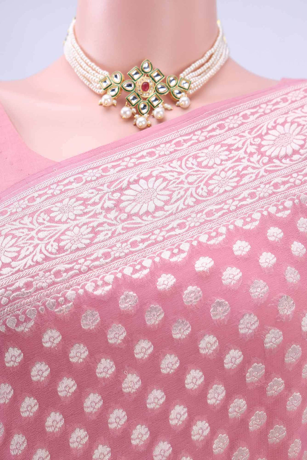 Pink Banarasi Georgette Saree