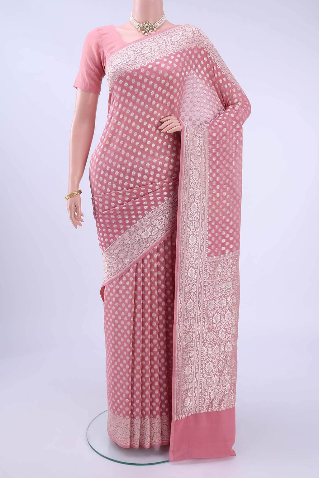 Pink Banarasi Georgette Saree