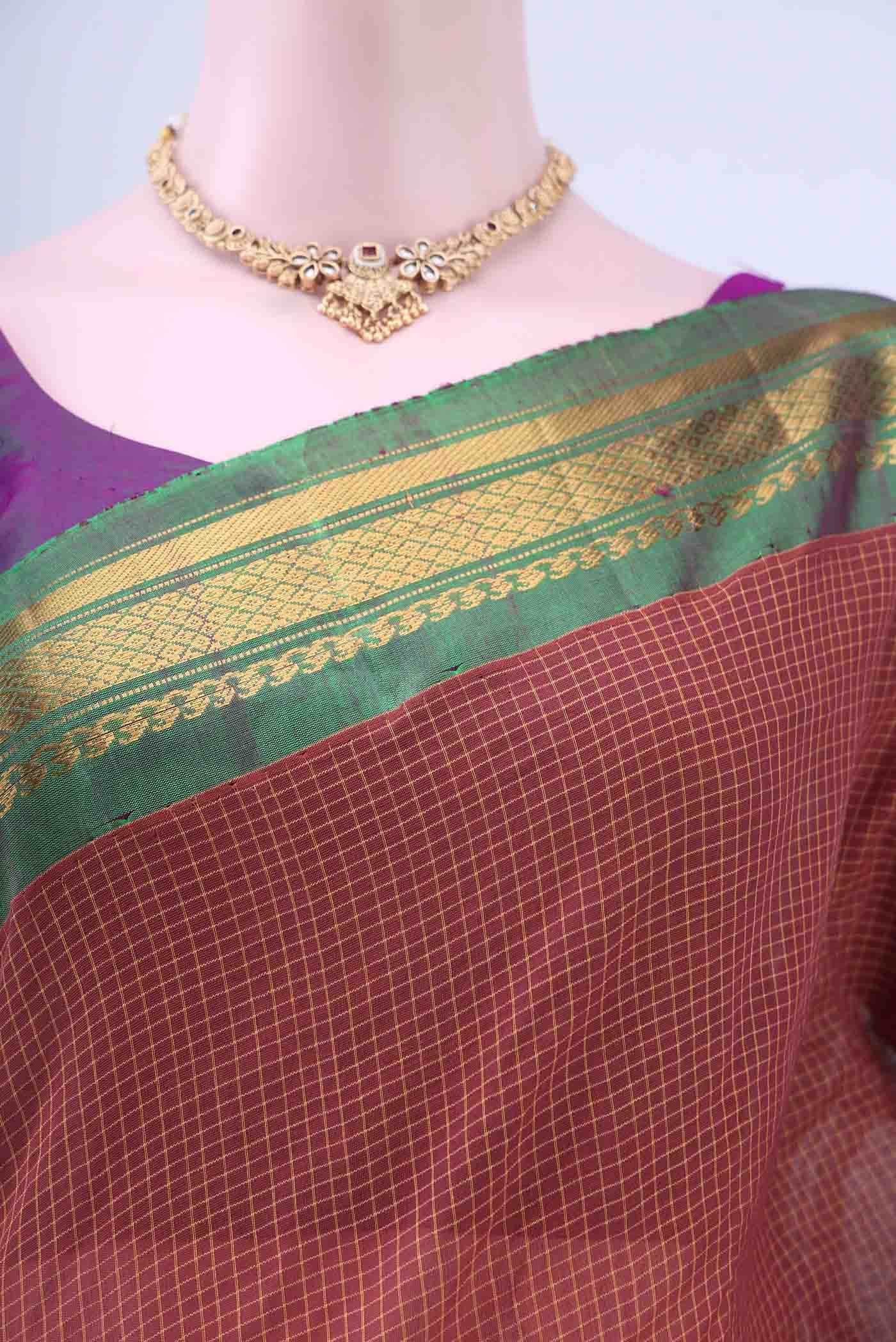 Cinnamon Gadwal Silk Cotton Saree
