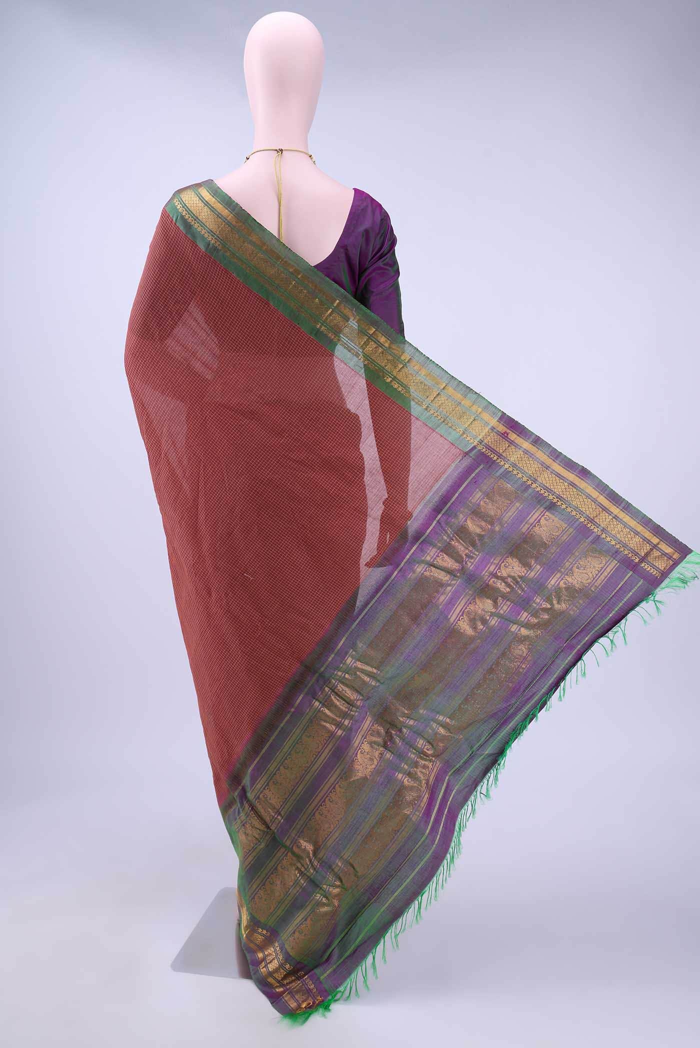 Cinnamon Gadwal Silk Cotton Saree