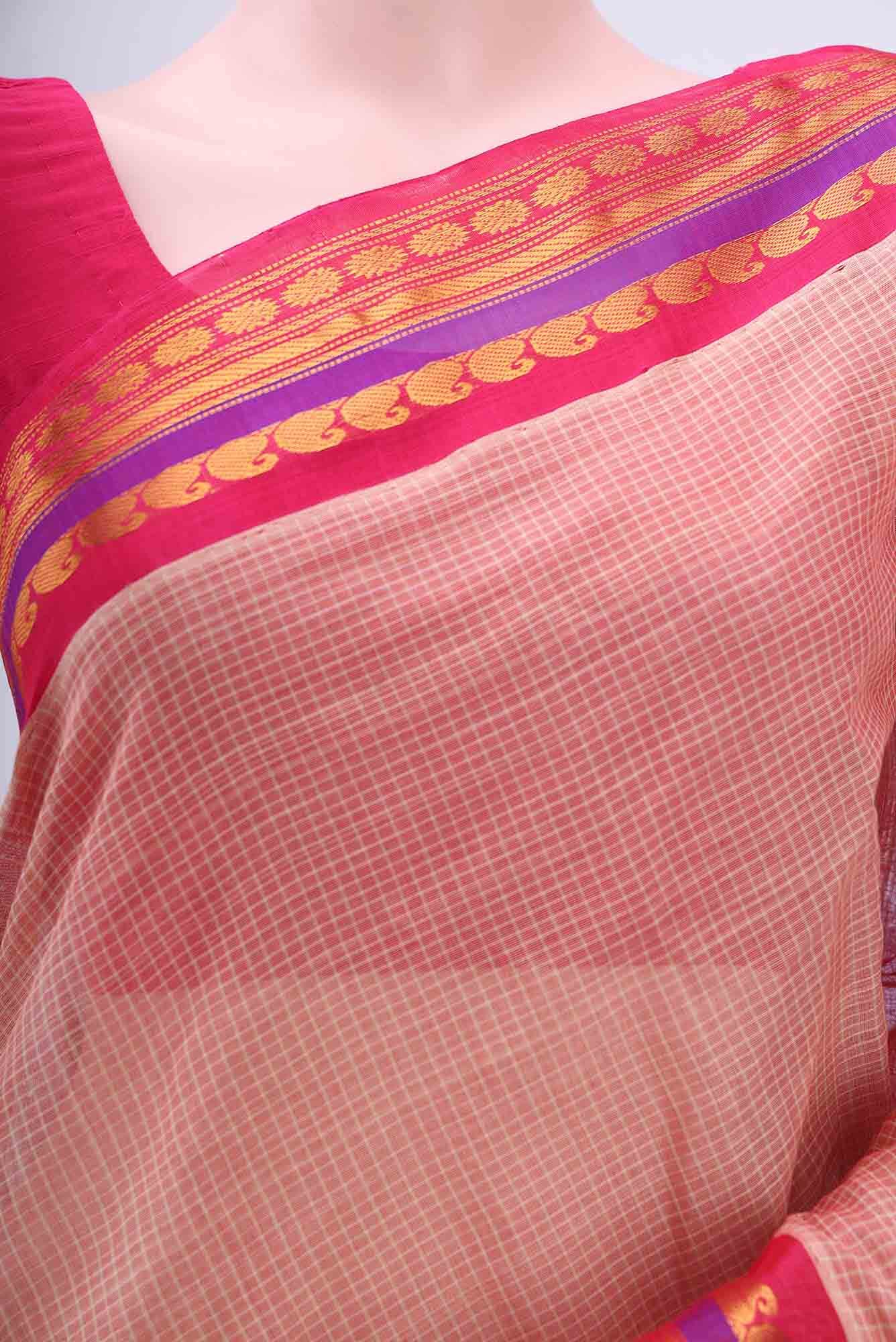 Beige Gadwal Silk Cotton Saree