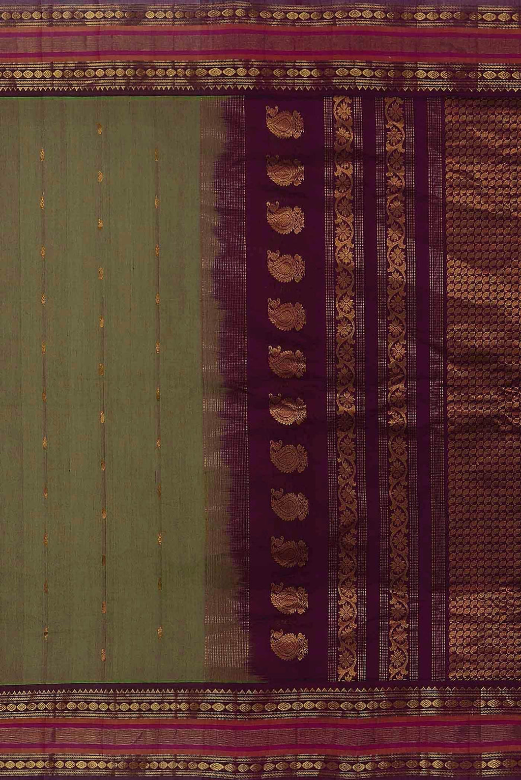 Green Gadwal cotton Saree